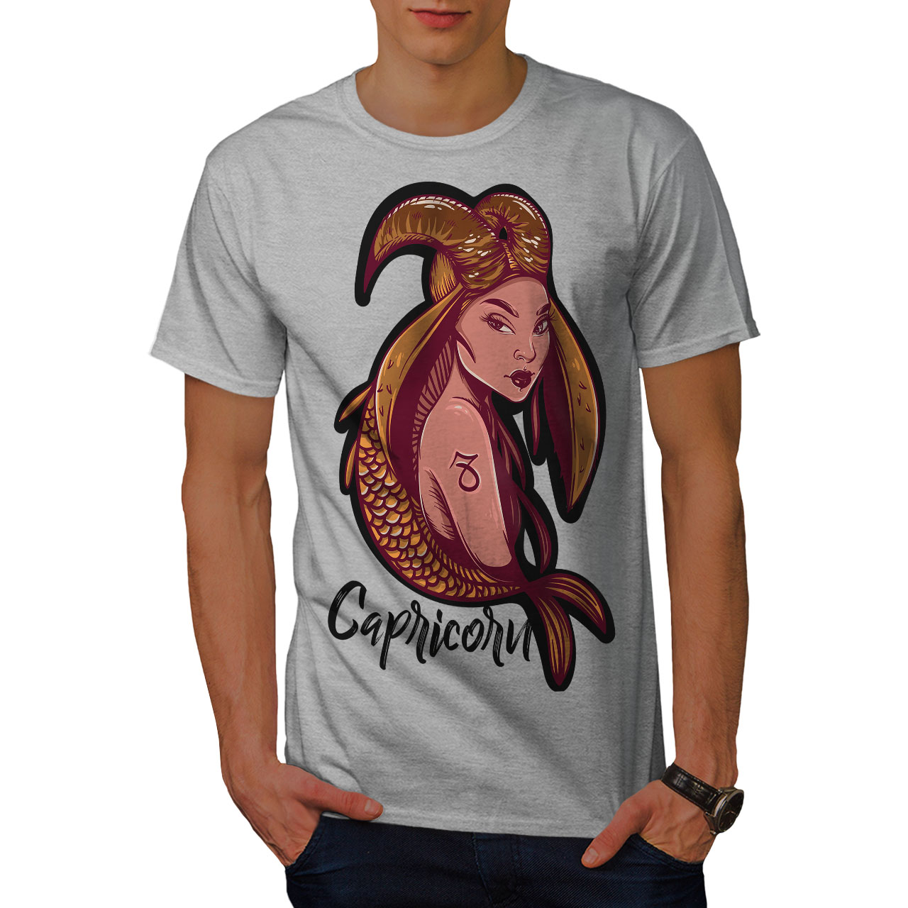 Wellcoda Capricorn Mens T-shirt, Zodiac Sign Graphic Design Printed Tee ...