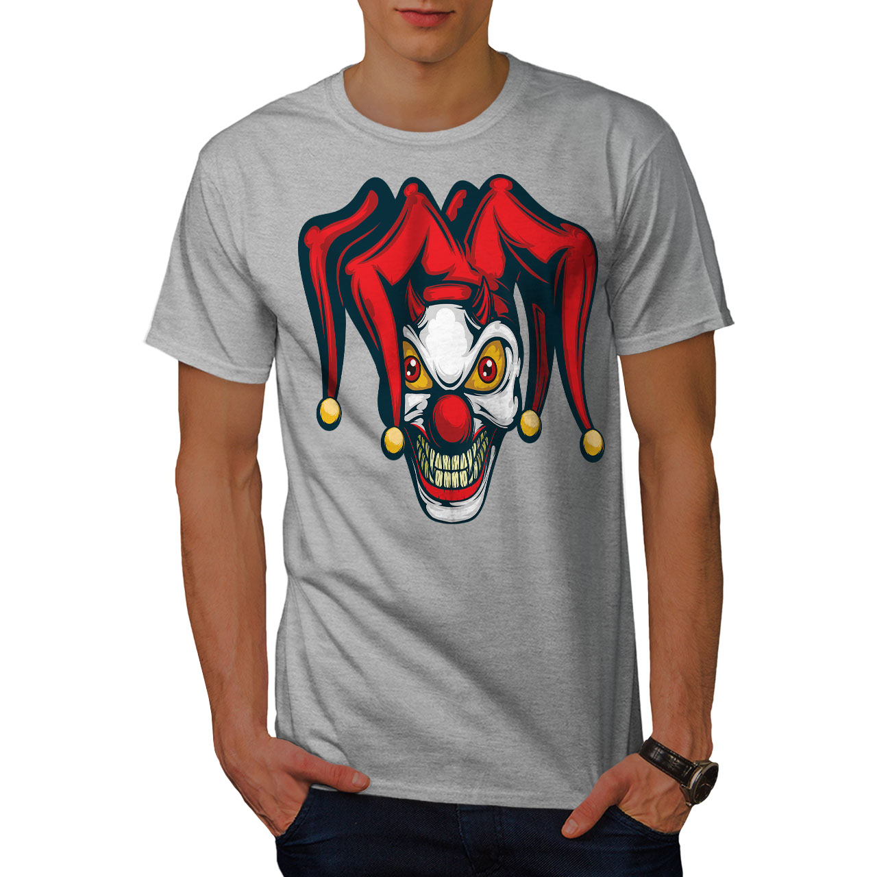 Wellcoda Evil Clown Mens T-shirt, Scary Graphic Design Printed Tee | eBay
