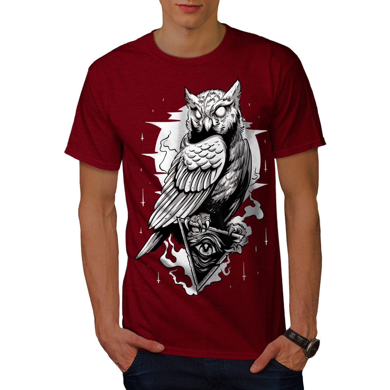 Wellcoda Illuminati Owl Mens T-shirt, Conspiracy Graphic Design Printed ...
