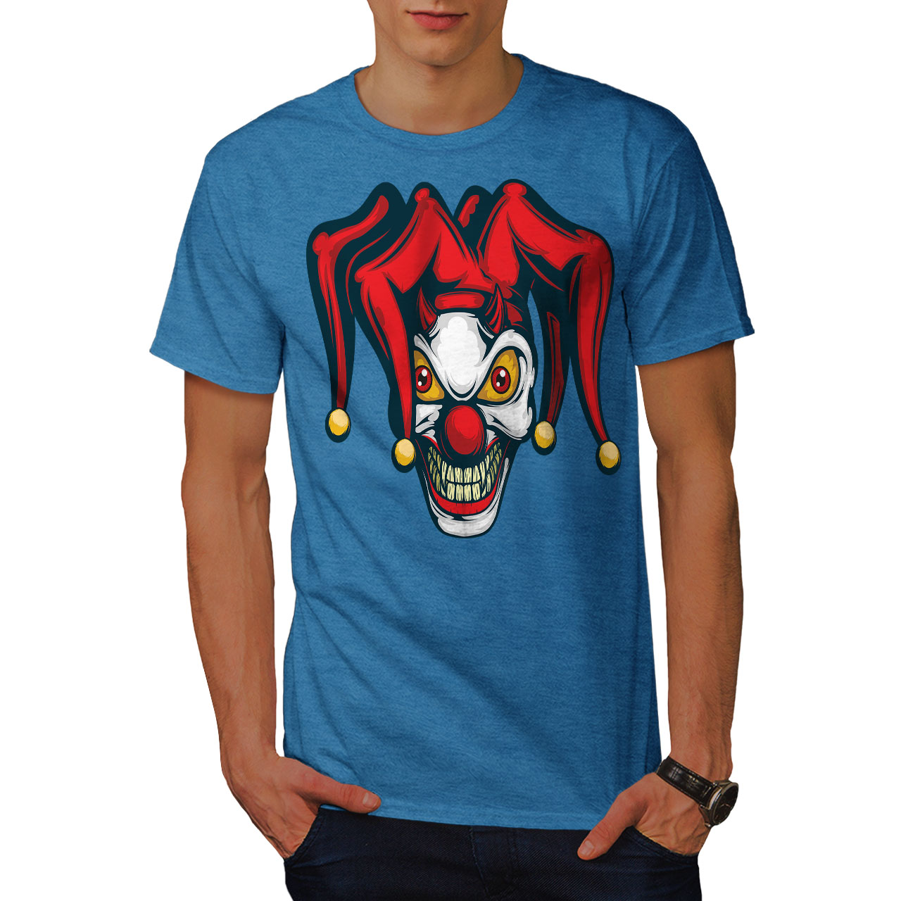 Wellcoda Evil Clown Mens T-shirt, Scary Graphic Design Printed Tee | eBay