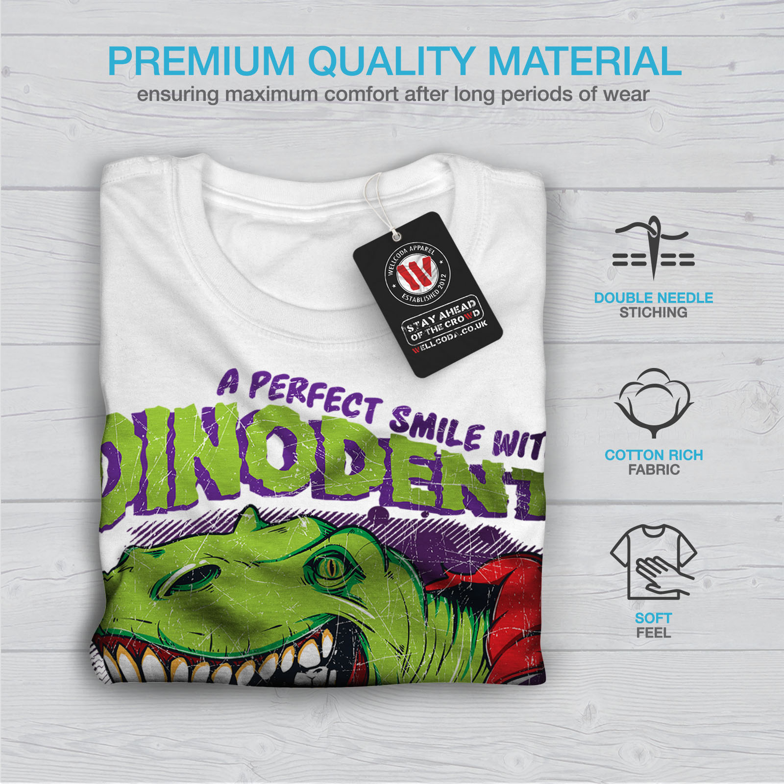 Download Wellcoda Dinosaur Smile Mens T-shirt, Funny Dino Graphic ...