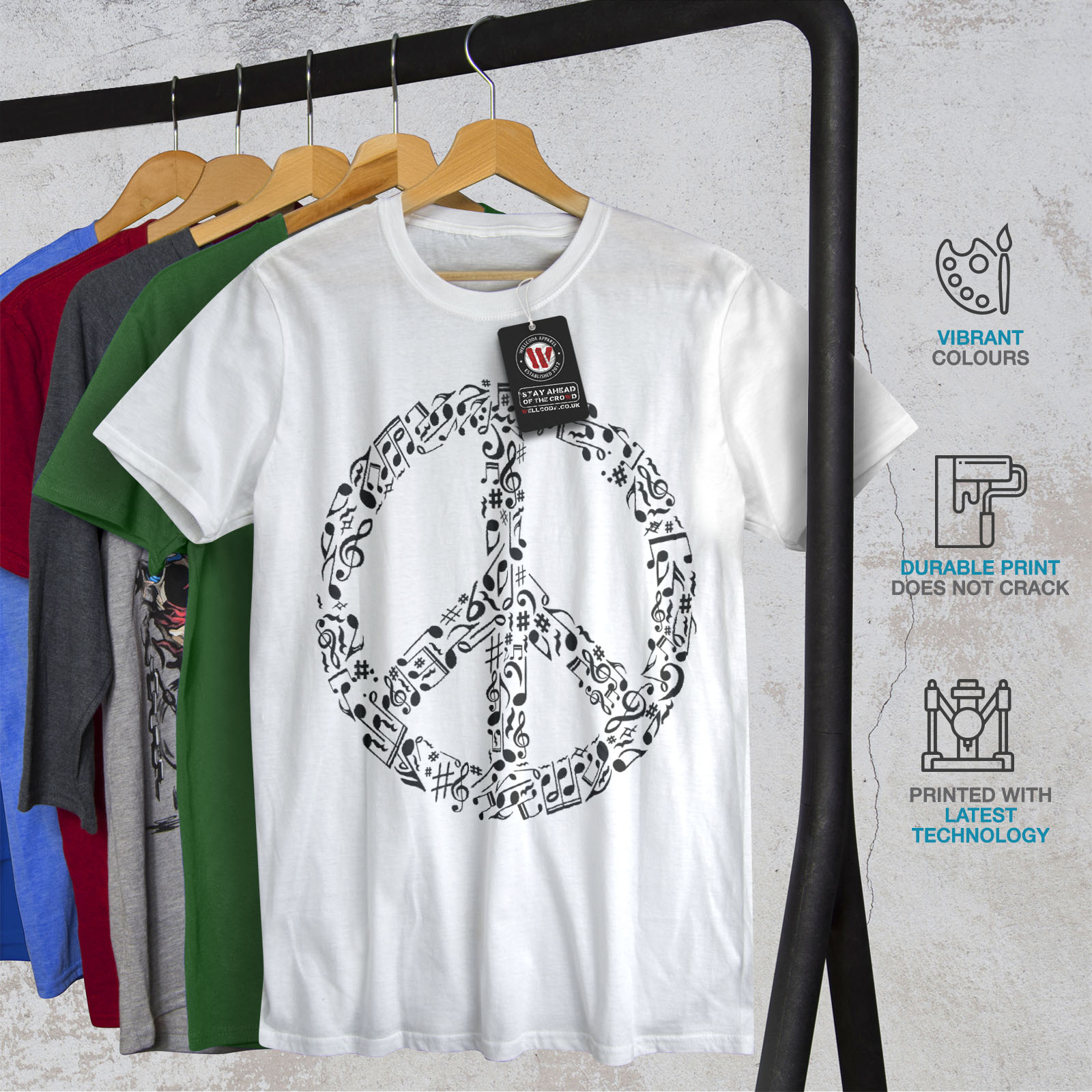 Graphic Design Wellcoda Peace Sign Music Rasta Mens Long Sleeve T-shirt