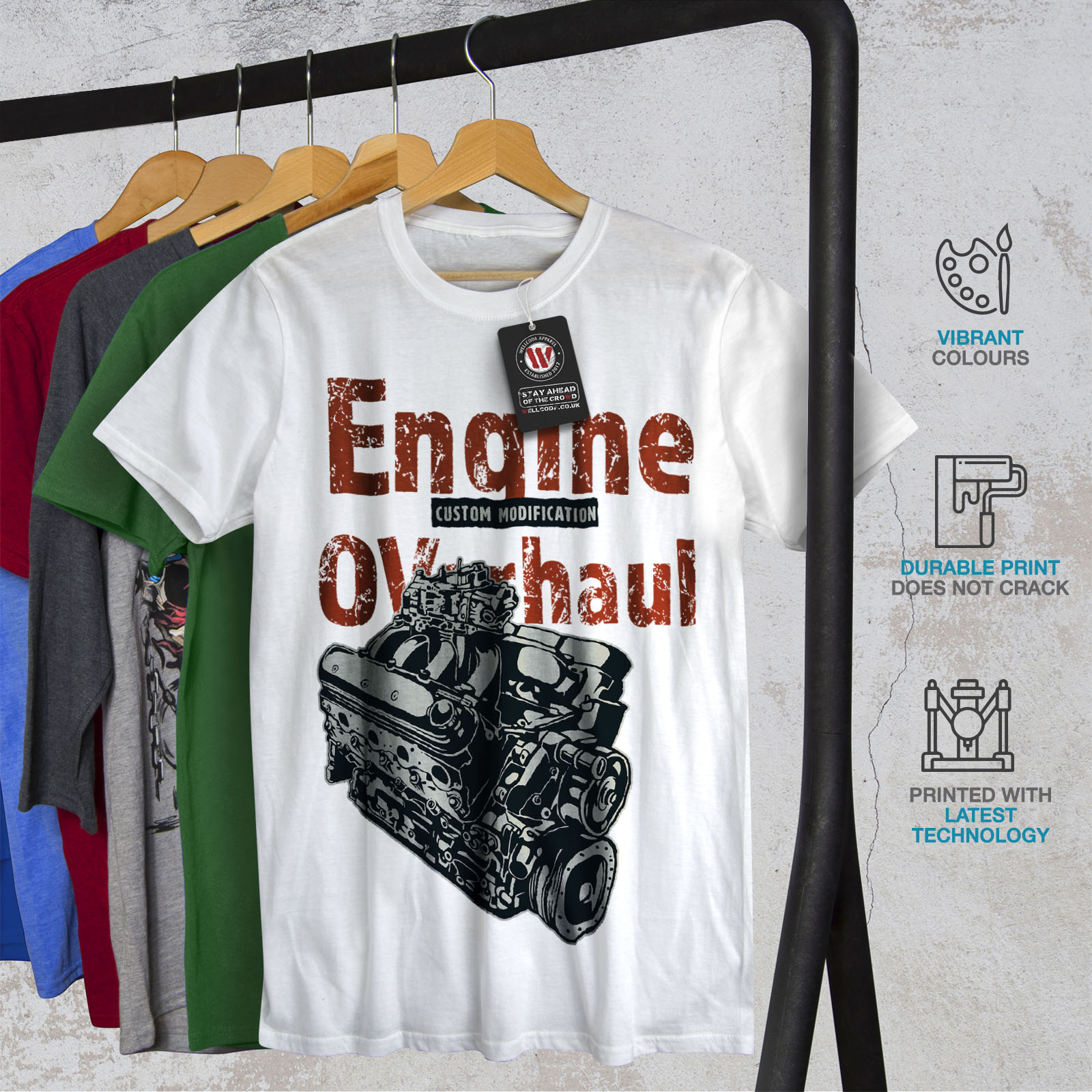 Wellcoda Car Mechanic Cool Vintage Mens T-shirt, Graphic Design Printed