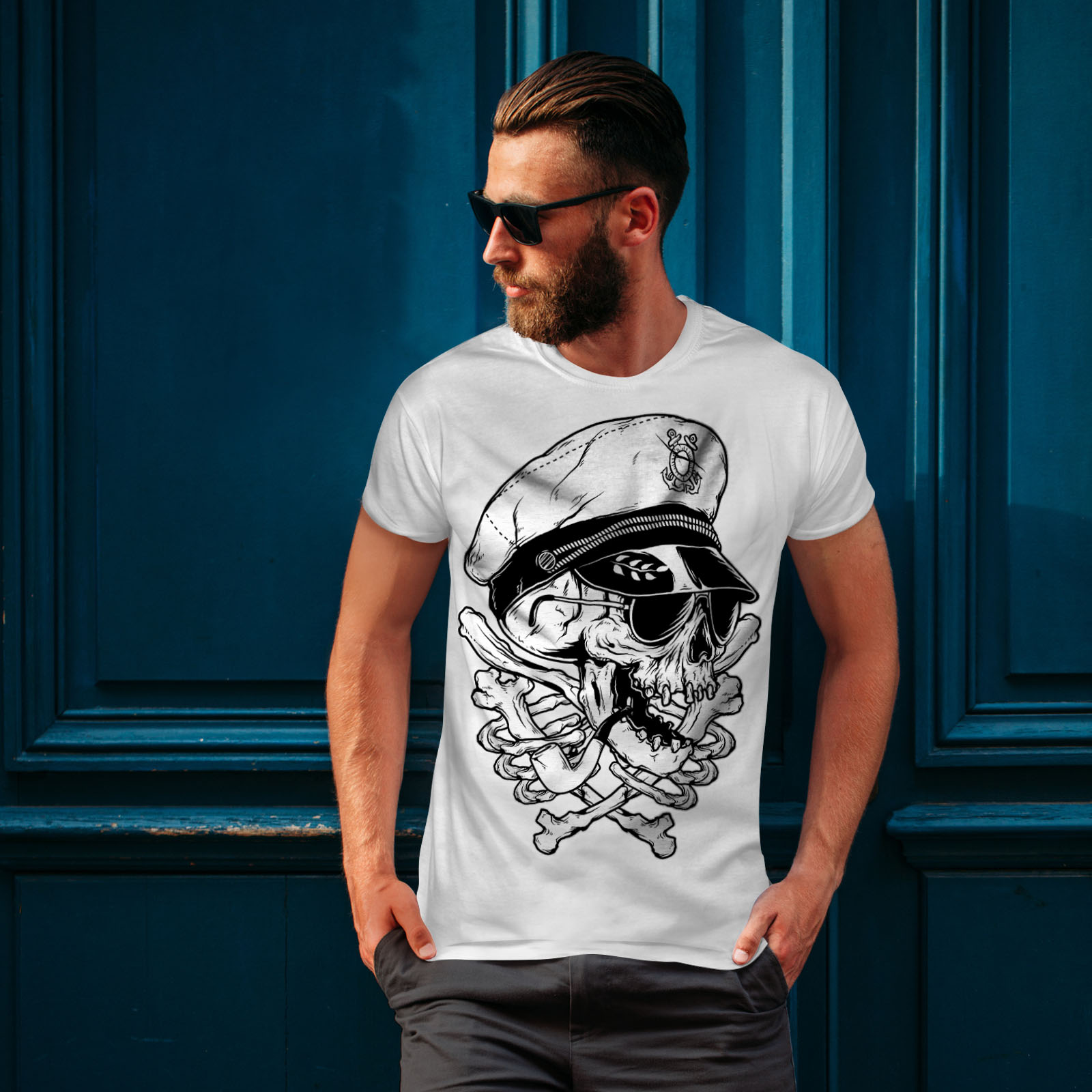 Wellcoda Pirate Swag Head Skull Mens T-shirt, Skull Graphic Design ...