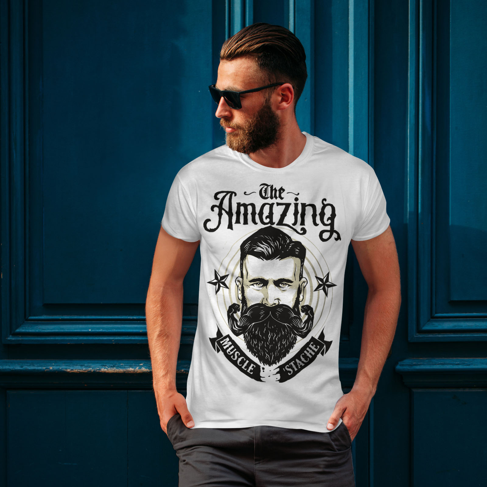 Wellcoda Amazing Beard Vintage Mens T-shirt, Facial Graphic Design ...