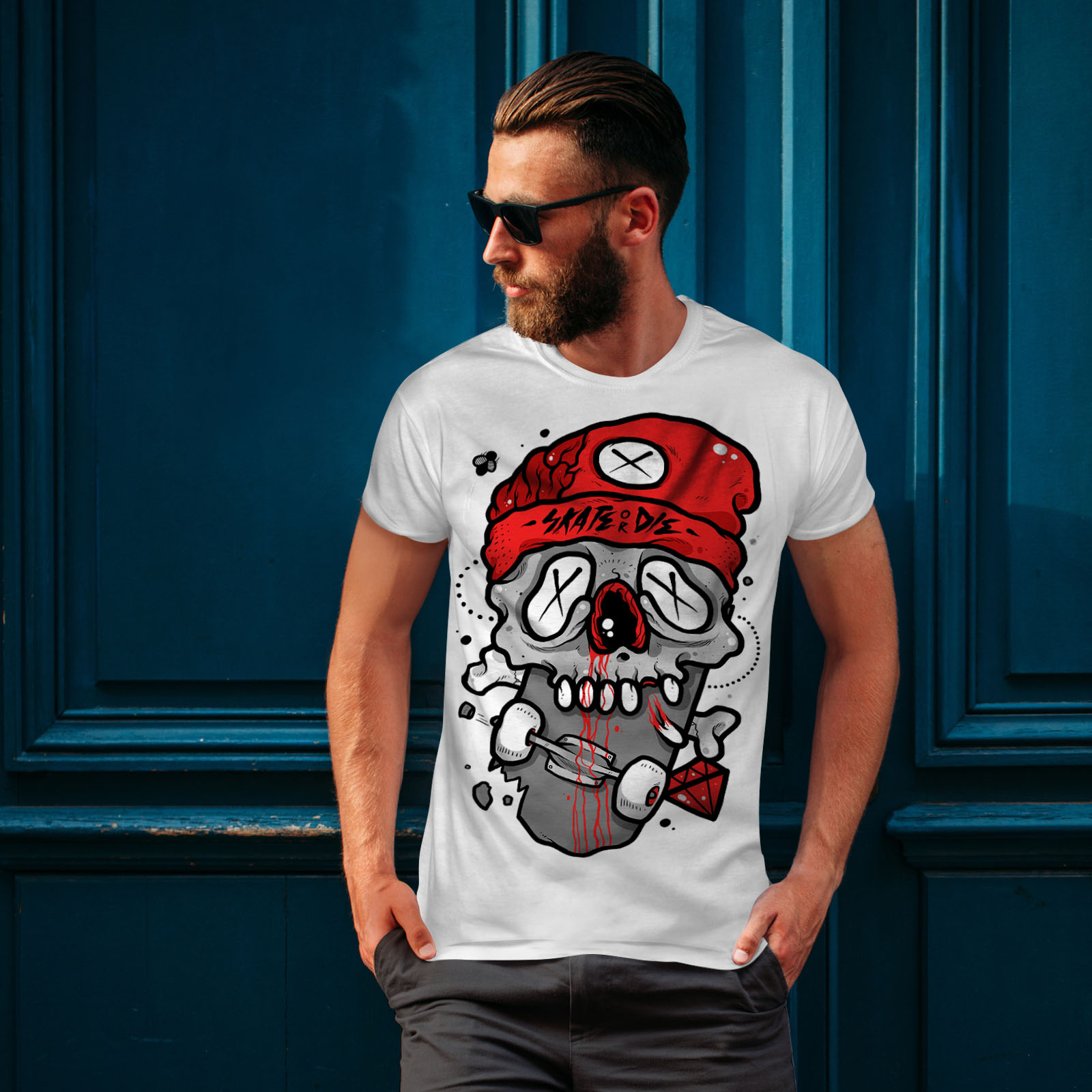 Wellcoda Skate Or Die Sport Mens Tshirt, Skateboard Graphic Design