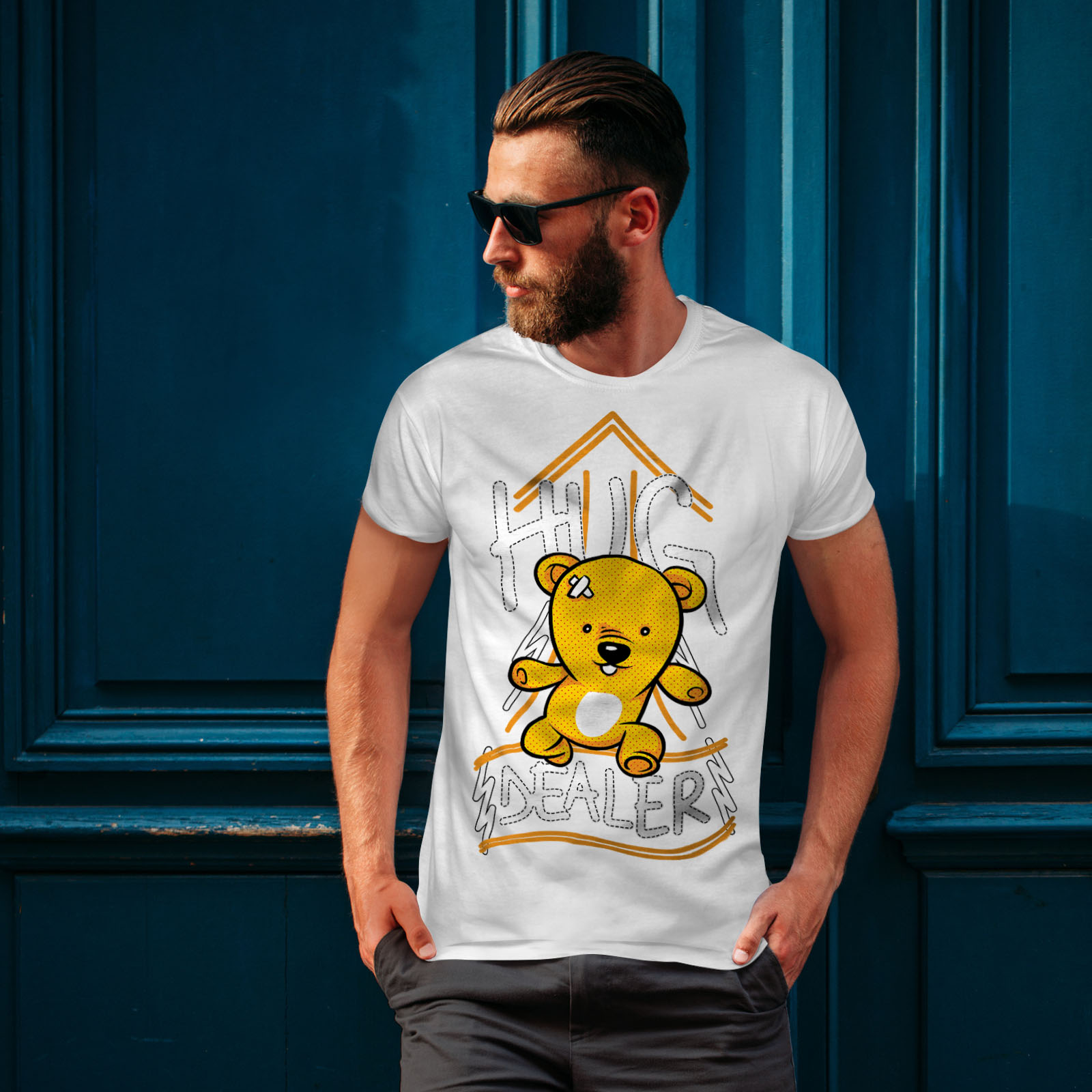 Wellcoda Hug Dealer Bear Funny Mens T-shirt, Graphic Design Printed Tee ...