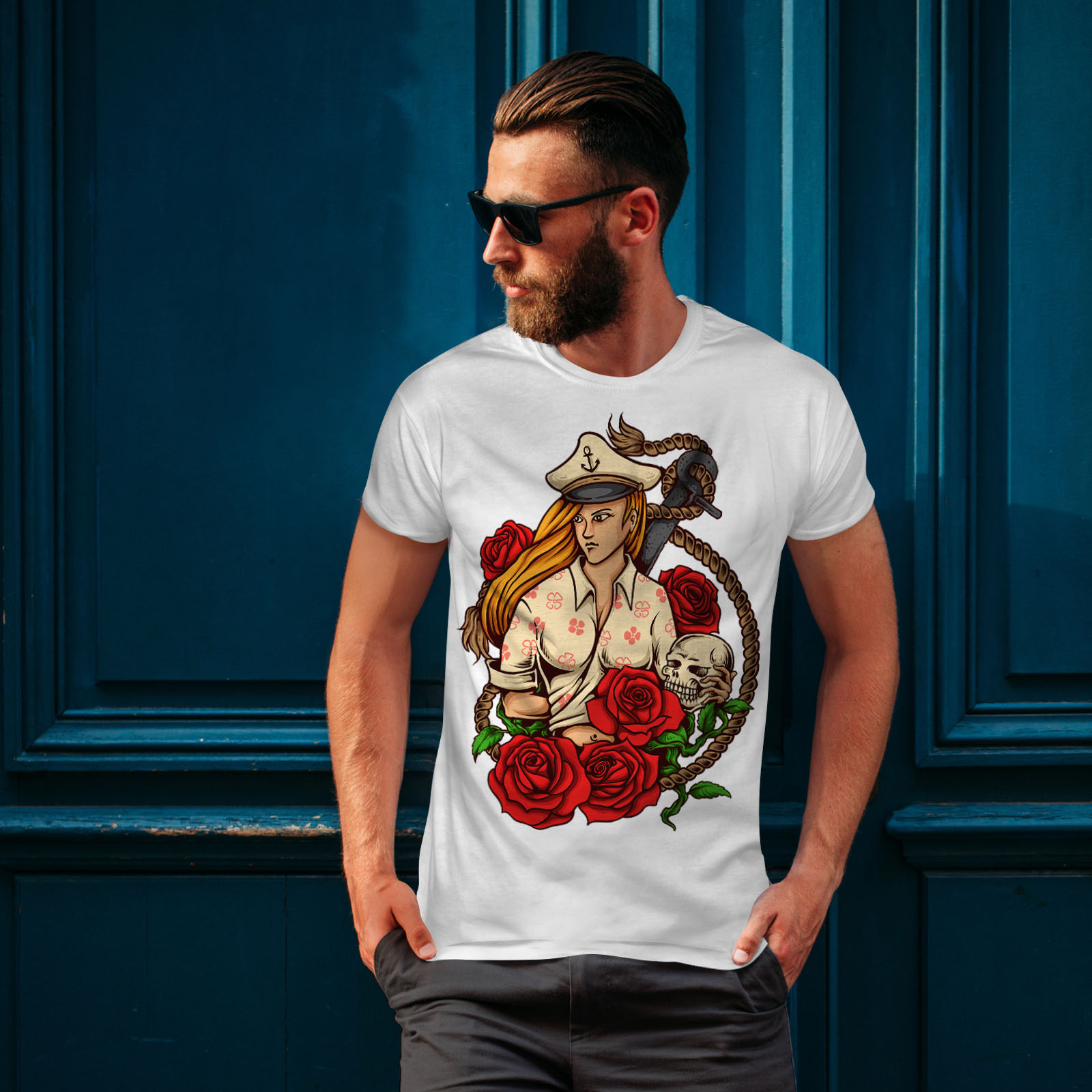 Wellcoda Sailor Hot Marine Fashion Mens T-shirt, Graphic 