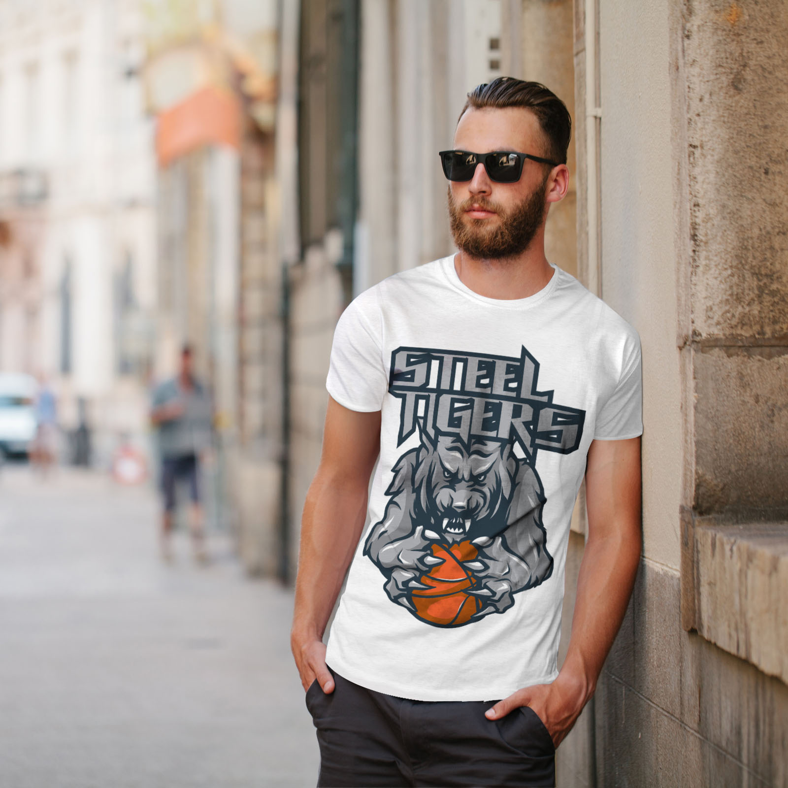 Details about   Wellcoda Tiger Basketball Mens T-shirt Basketball Graphic Design Printed Tee