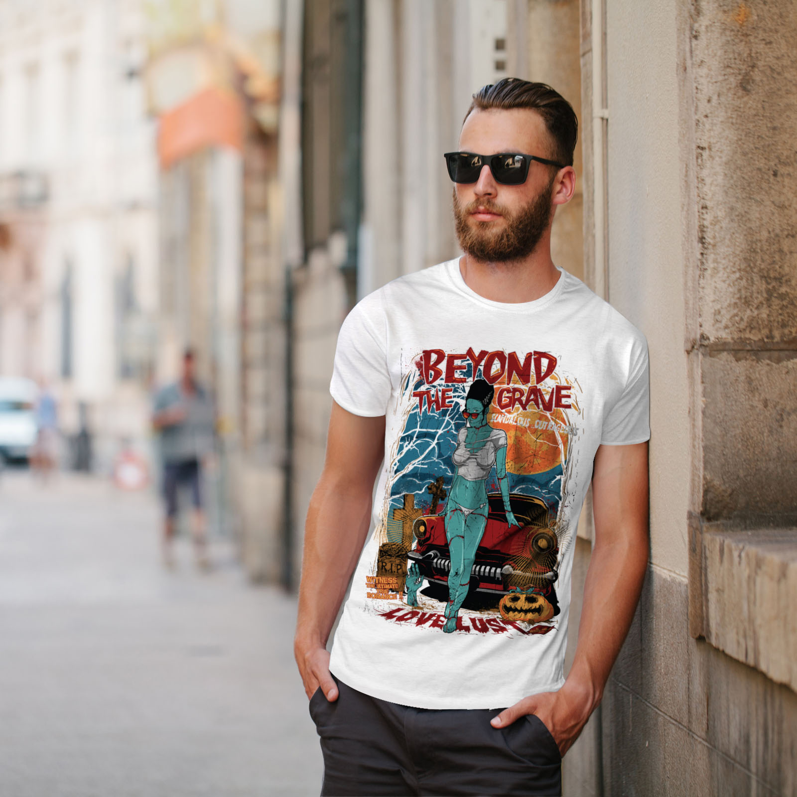 Love Graphic Design Printed Tee Details about   Wellcoda Beyond The Grave Zombie Mens T-shirt 