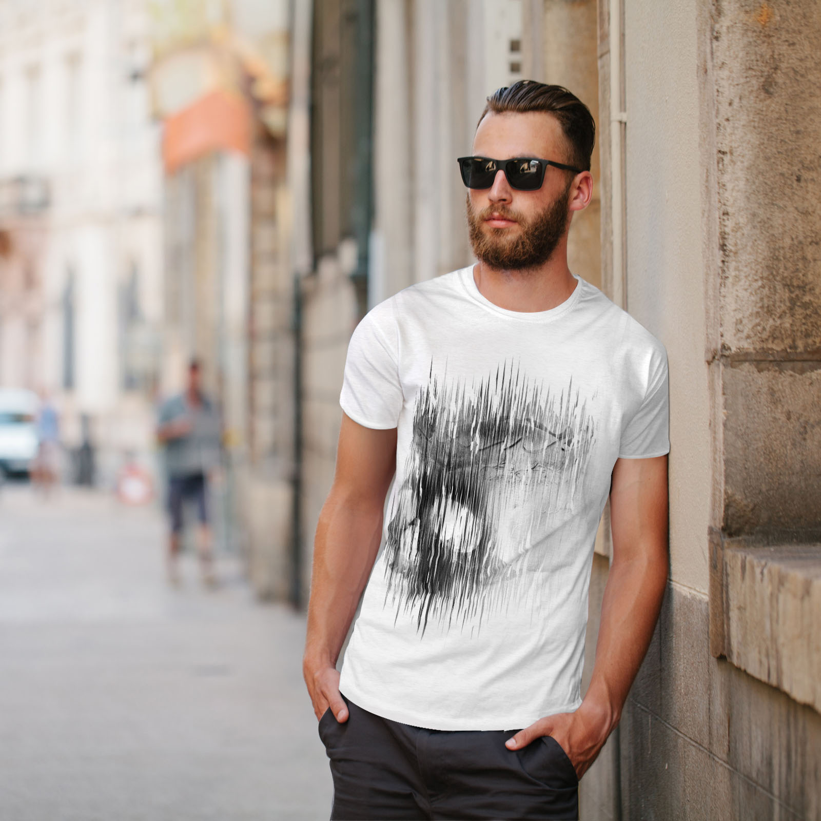 Bone Graphic Design Printed Tee Wellcoda Shadow Ghost Goth Skull Mens T-shirt