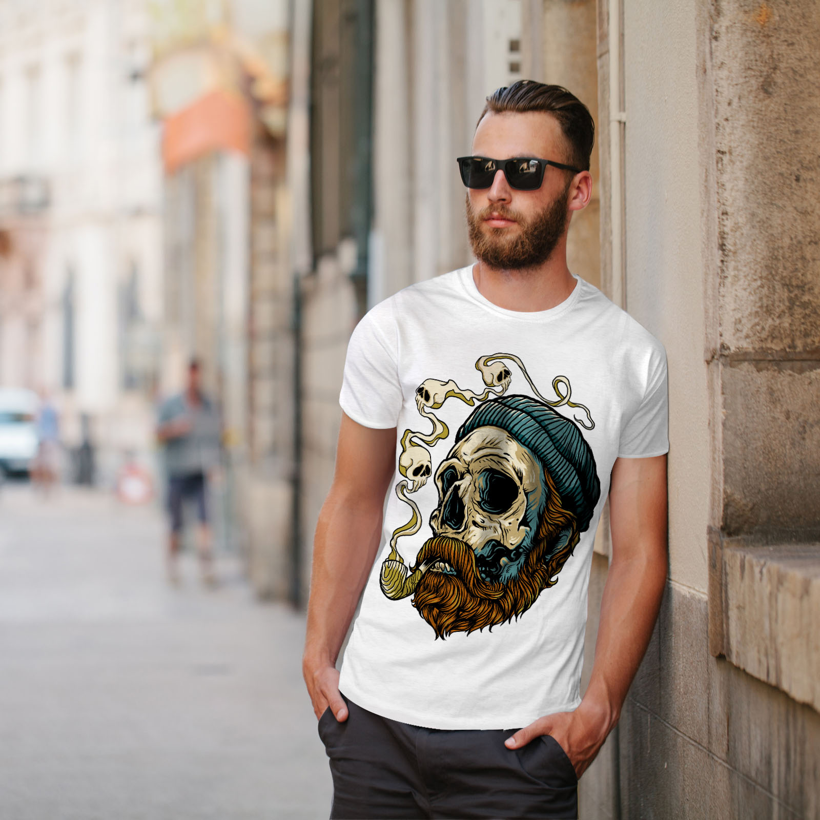 Bearded skull on sale t shirt