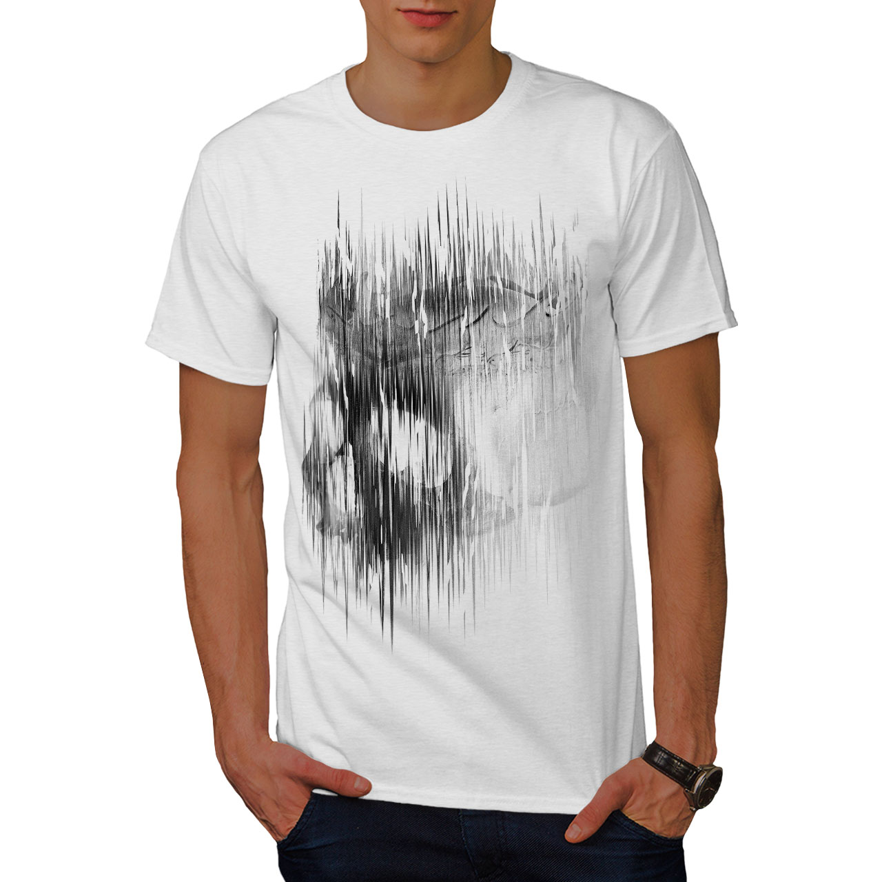 Bone Graphic Design Printed Tee Wellcoda Shadow Ghost Goth Skull Mens T-shirt