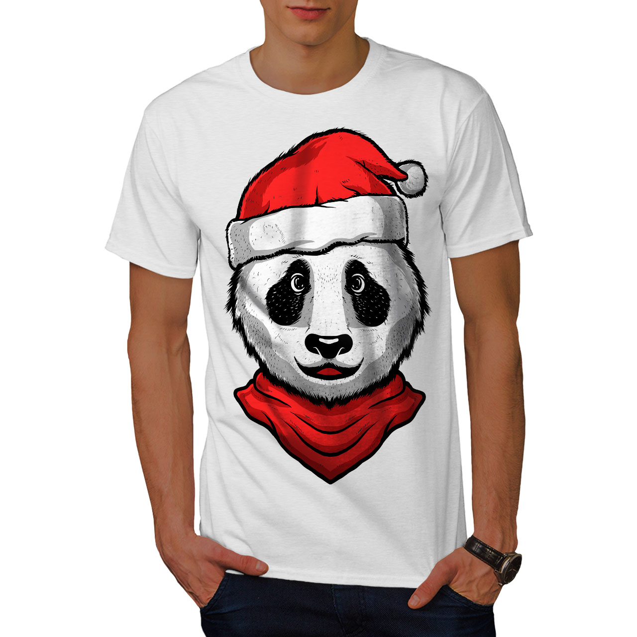 Download Wellcoda Christmas Panda Mens T-shirt, Animal Graphic Design Printed Tee | eBay