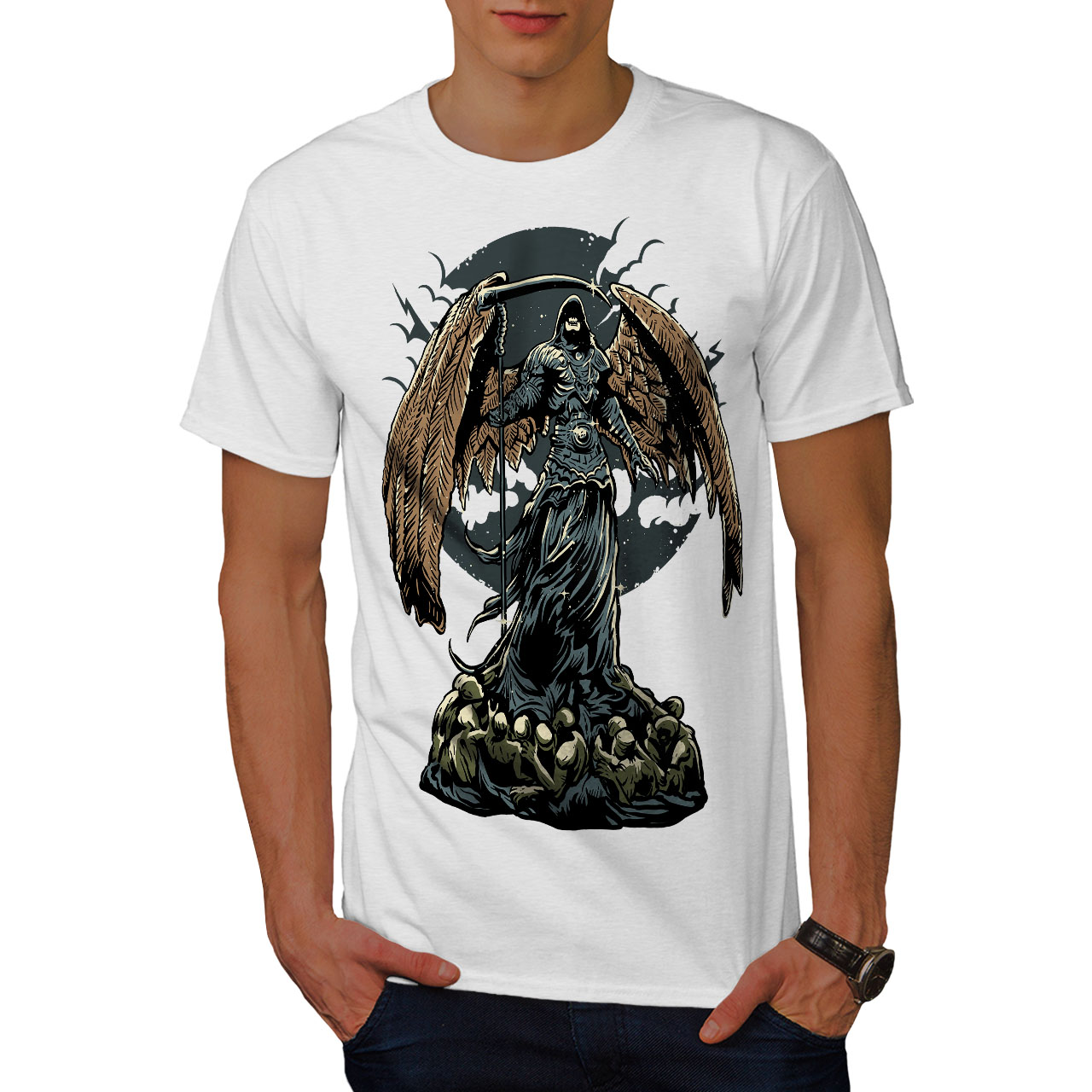 Wellcoda Evil Grim Reaper Mens T-shirt, Horror Graphic Design Printed ...