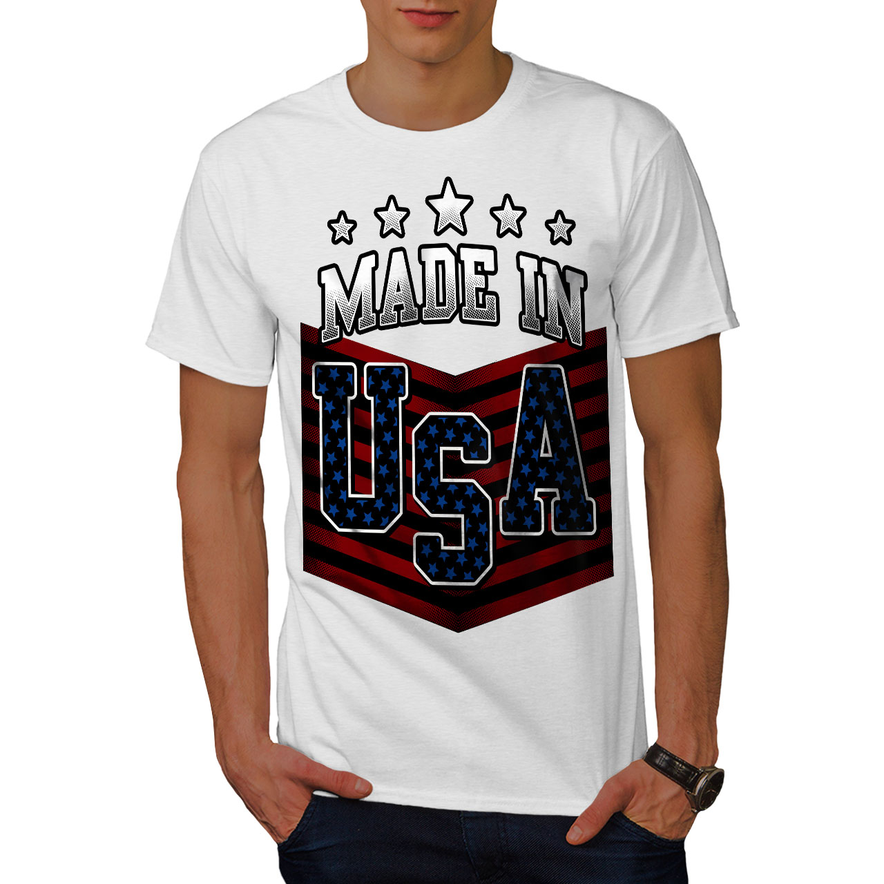 Patriot Graphic Design Printed Tee Wellcoda Made in USA Mens T-shirt 