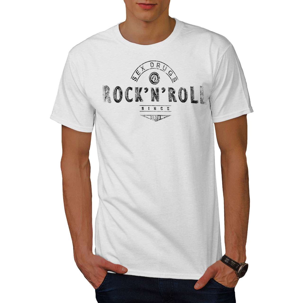 Wellcoda Rebel Punk Slogan Mens Long Sleeve T-shirt Rockstar Graphic Design