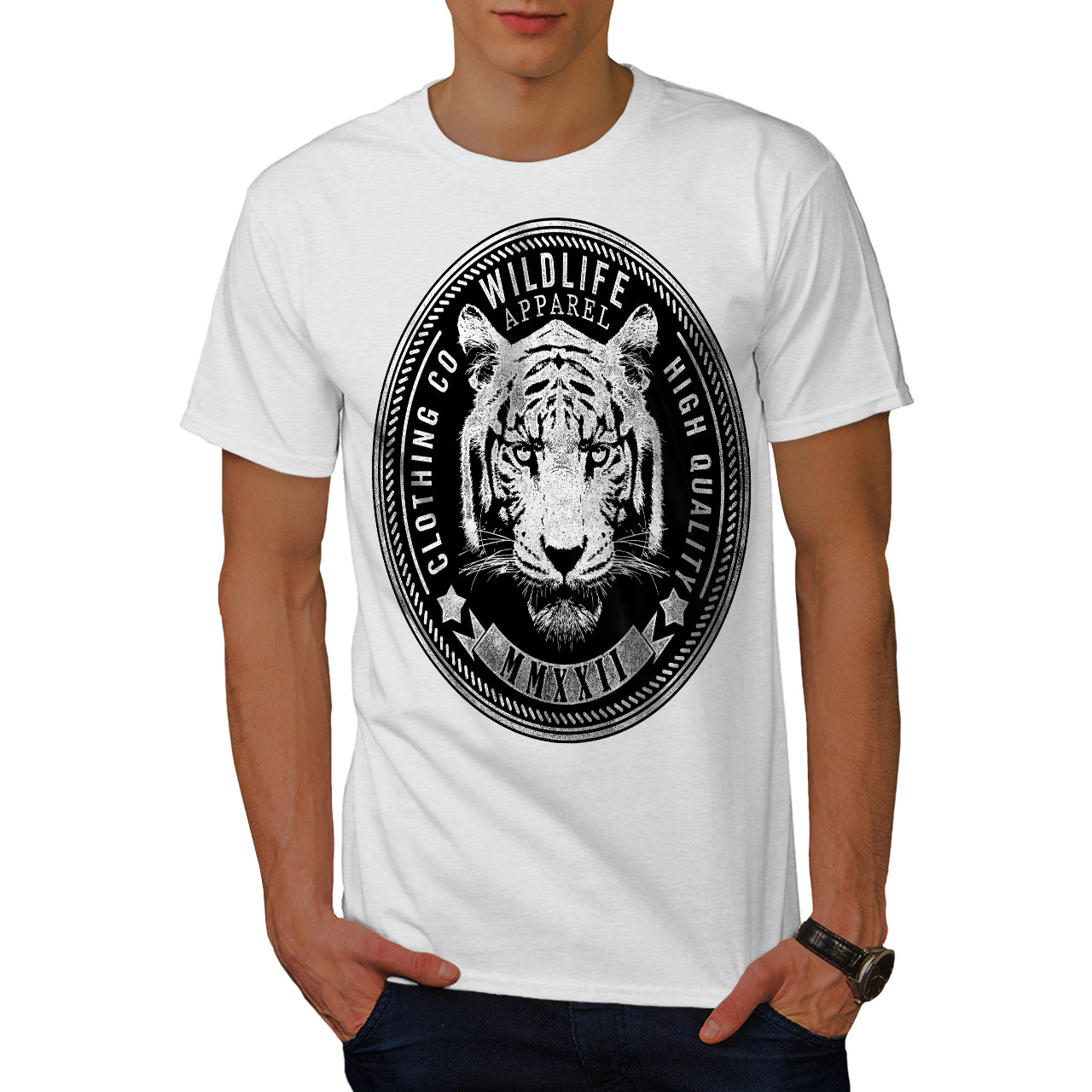 Wellcoda Wildlife Tiger Vintage Mens T-shirt, Tiger Graphic Design ...