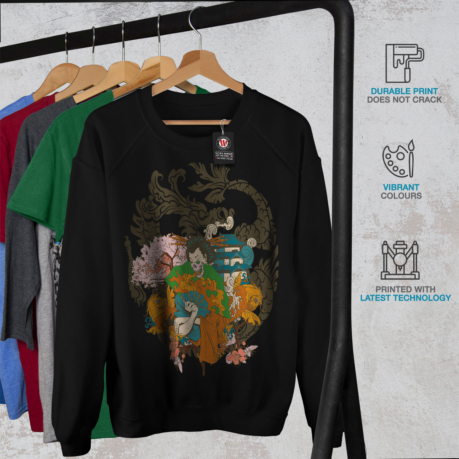 Japón Jumper Informales Wellcoda japonés Caballero Fantasía Para Hombre Sudadera con capucha de contraste