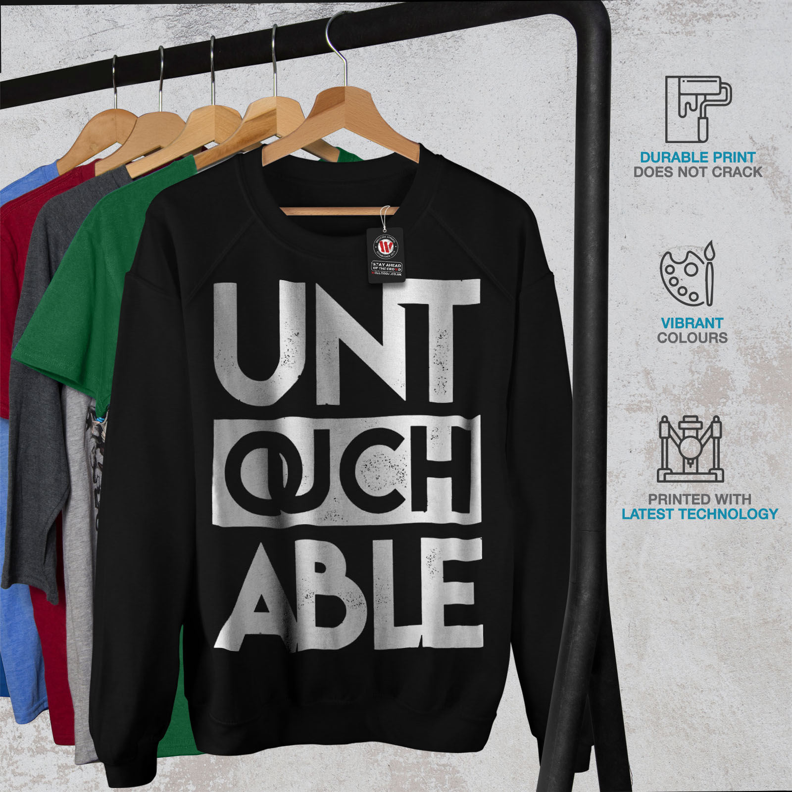 Funny Casual Jumper wellcoda Untouchable Text Slogan Mens Sweatshirt