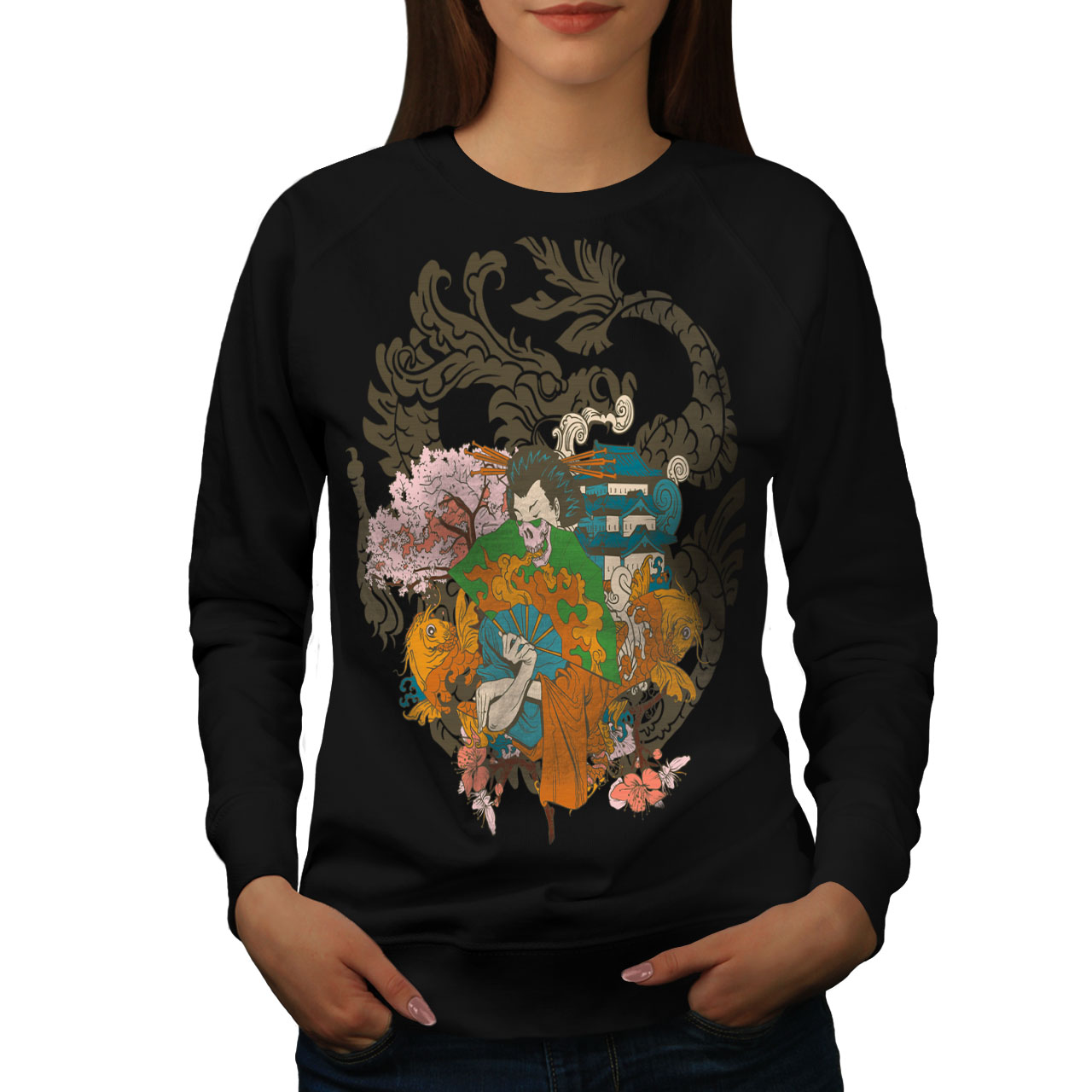 Japón Jumper Informales Wellcoda japonés Caballero Fantasía Para Hombre Sudadera con capucha de contraste