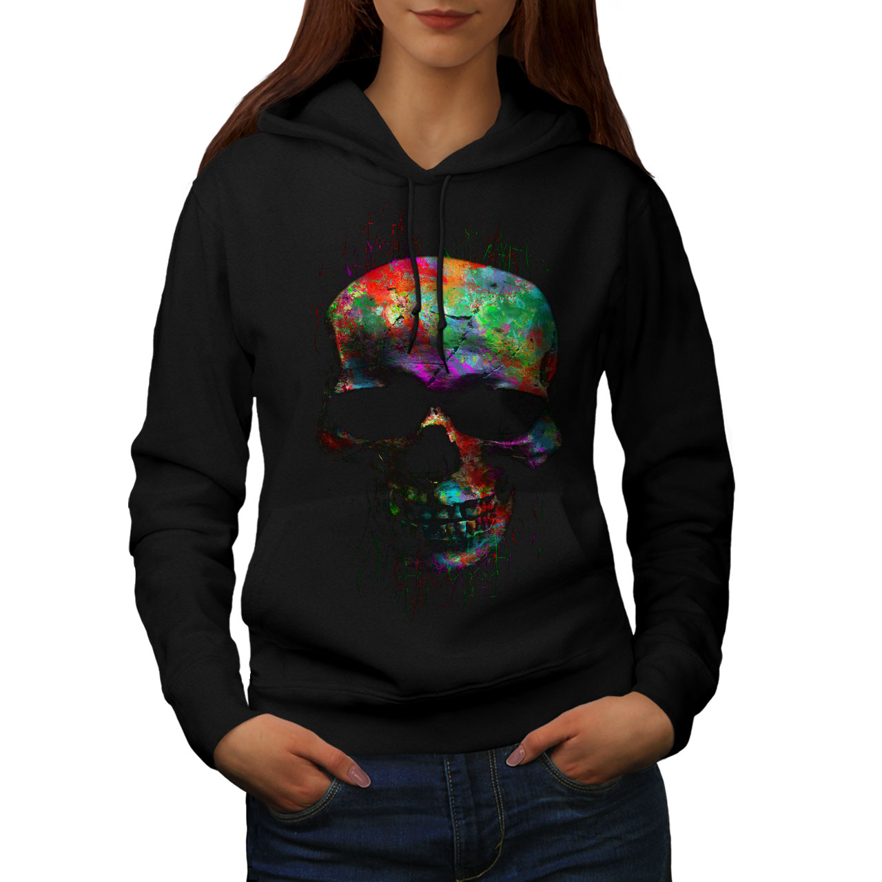 Scary Printed on The Jumpers Back wellcoda Rock Skull Heart Mens Hoodie