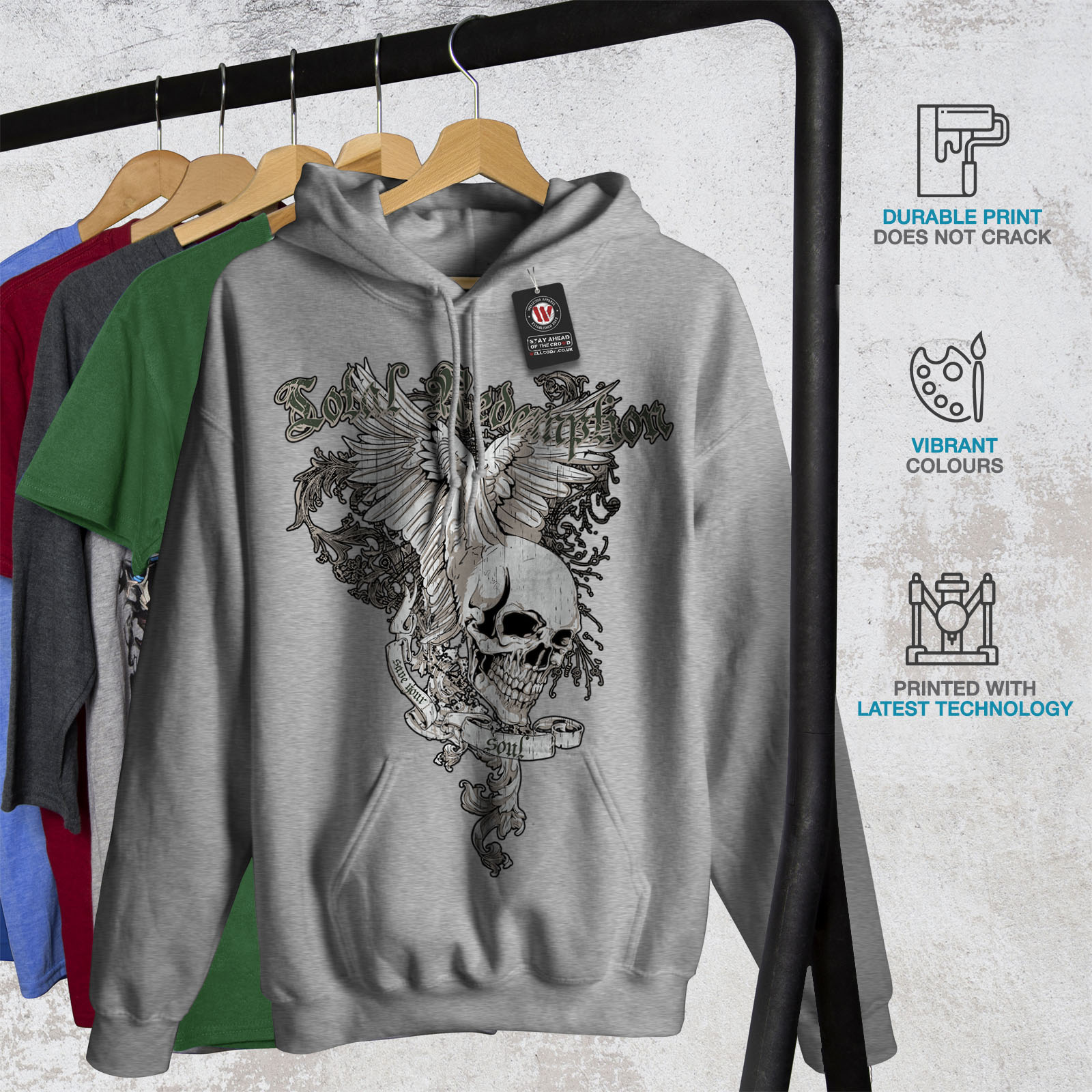 Graphic Design Printed Tee Wellcoda Stay Low Biker Cool Skull Mens T-shirt 