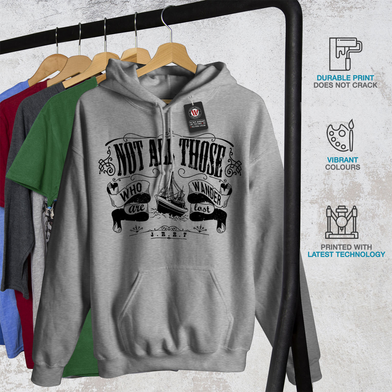 slogan print hooded tracksuit in charcoal