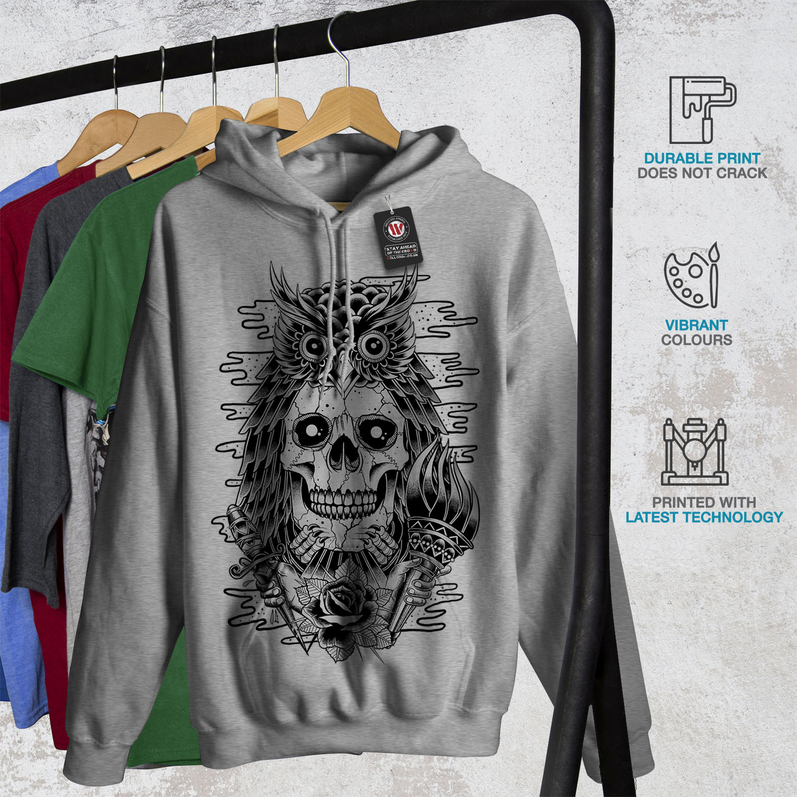 Mother Casual Jumper Wellcoda Wild Looking Owl Mens Contrast Hoodie