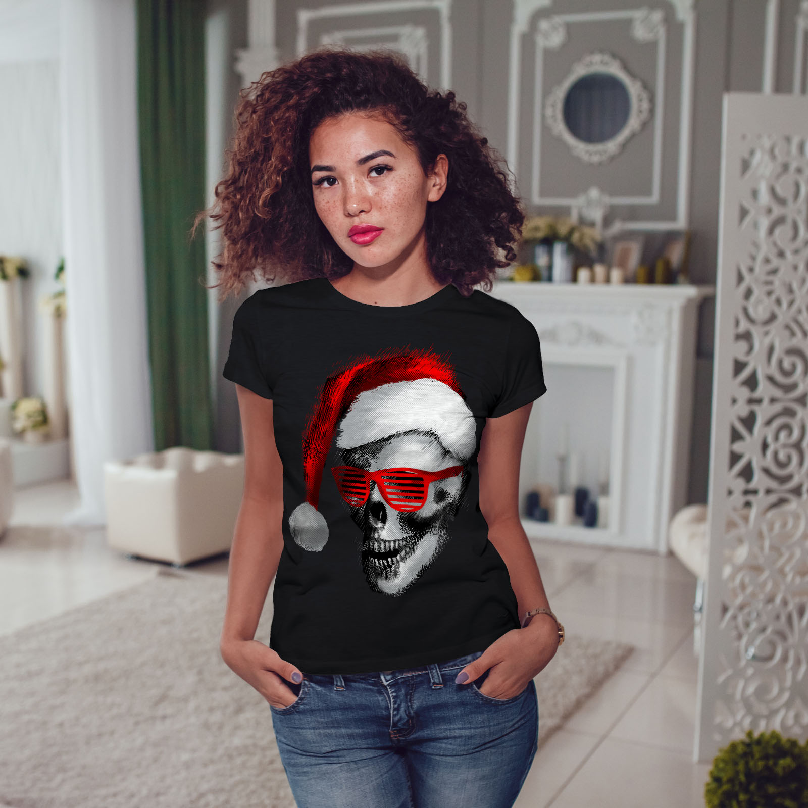 Wellcoda Swag Santa Claus Fashion Womens T-shirt, Casual Design Printed Tee