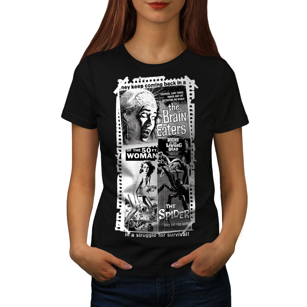 Wellcoda Vintage Horror Film Womens Tshirt, Evil Casual Design Printed Tee eBay