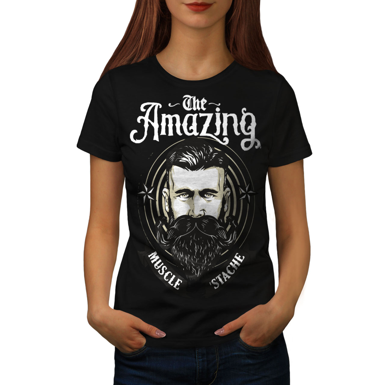 Wellcoda Amazing Beard Vintage Mens T-shirt Facial Graphic Design Printed Tee