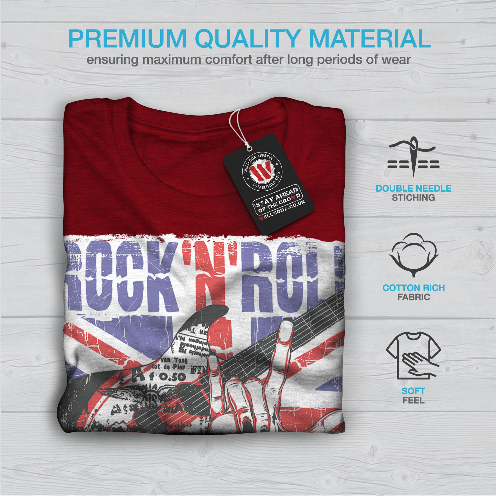 Wellcoda Rock Roll Uk Metal Womens T Shirt Guitar Casual Design
