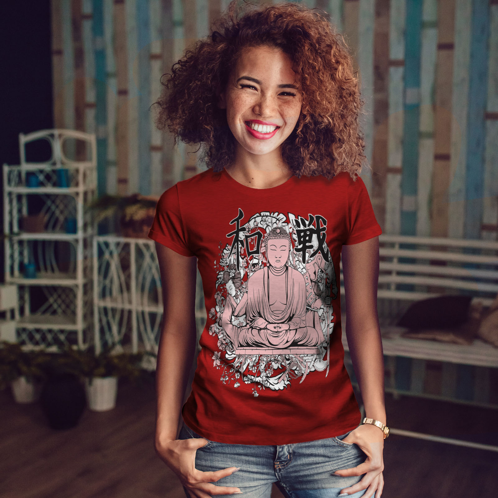 Wellcoda Buddha Meditation Womens T-shirt, Hindu Casual Design Printed ...