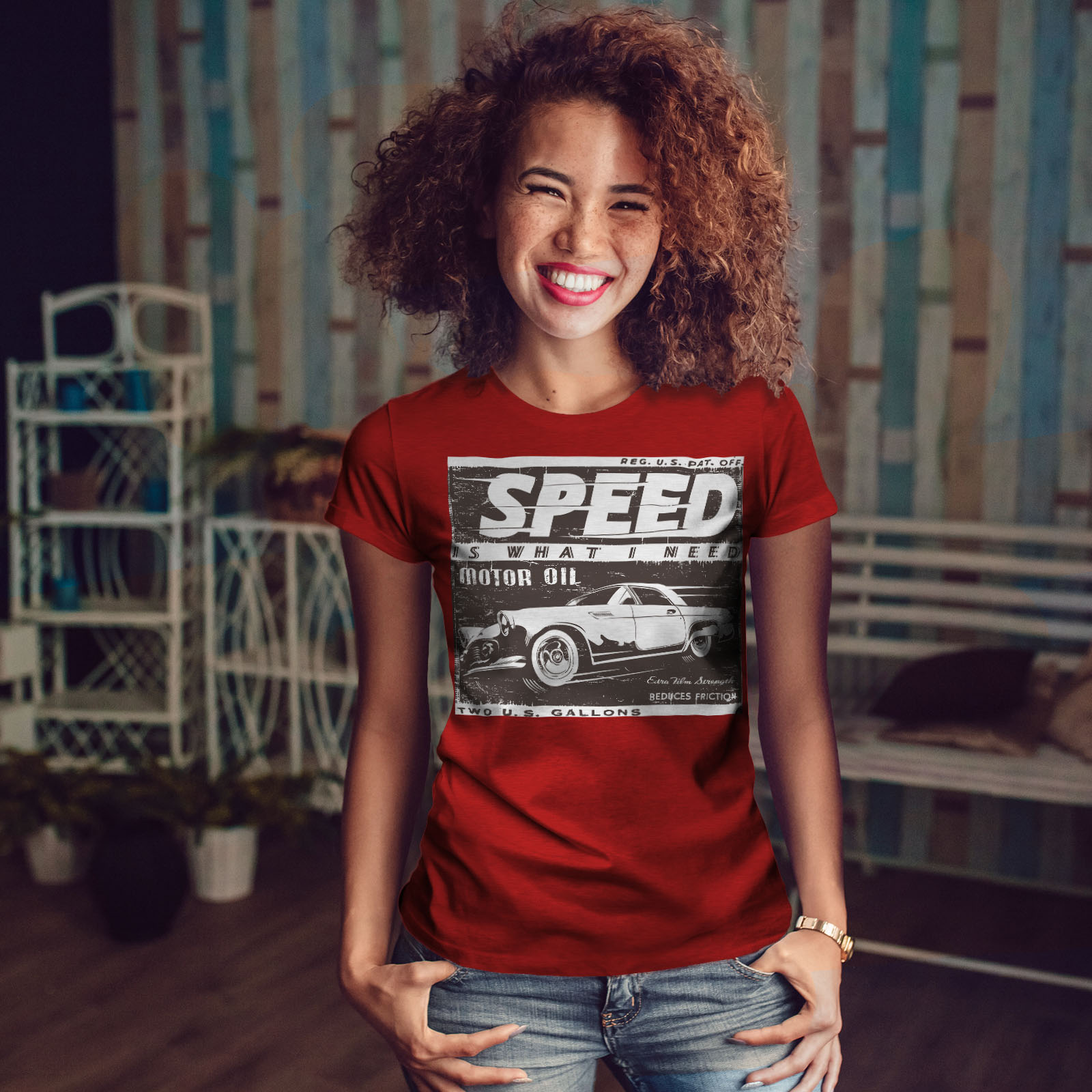 Wellcoda Vintage Racing Speed Car Womens T-shirt, Auto Casual Design ...