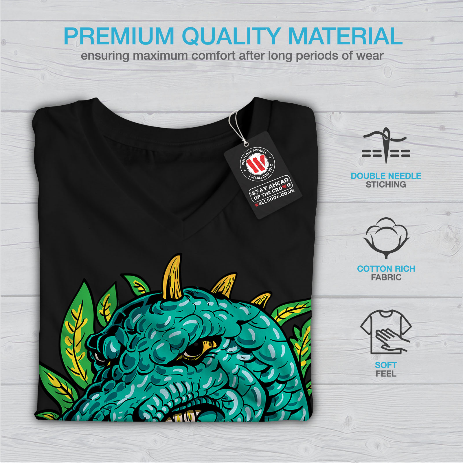 Download Wellcoda Cool Dinosaur Womens V-Neck T-shirt, Reptile ...