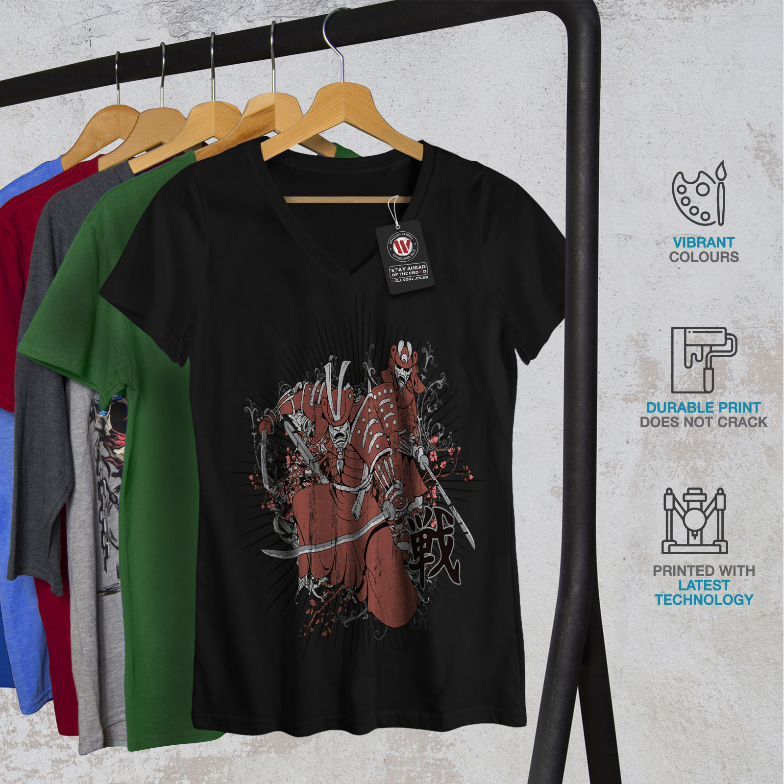 Wellcoda Fantasy Katana Warrior Mens T-shirt Graphic Design Printed Tee 