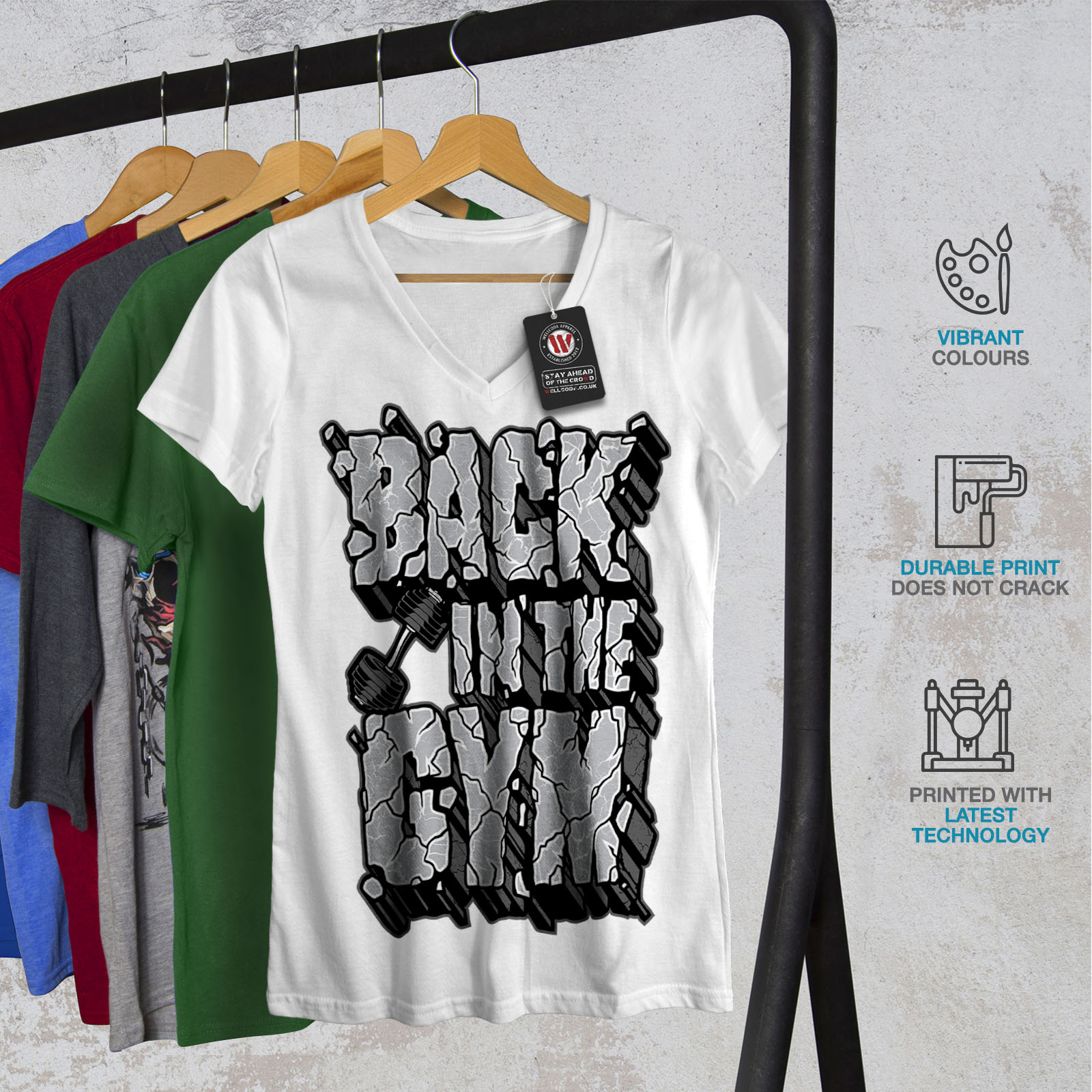 Download Wellcoda Back In The Gym Lift Womens V-Neck T-shirt ...