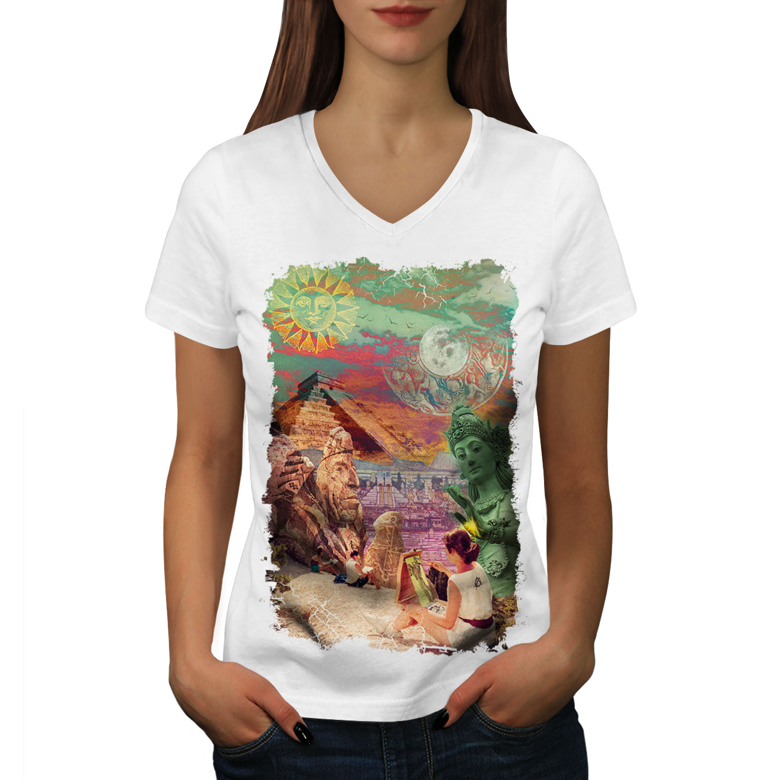 Graphic v shop neck t shirts