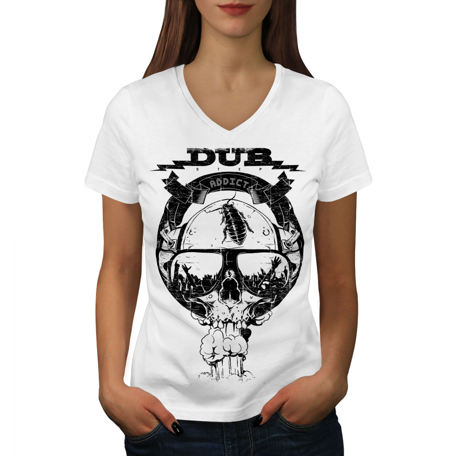 Electronic Graphic Design Printed Tee Wellcoda Dub Addicted Dead Mens T-shirt 