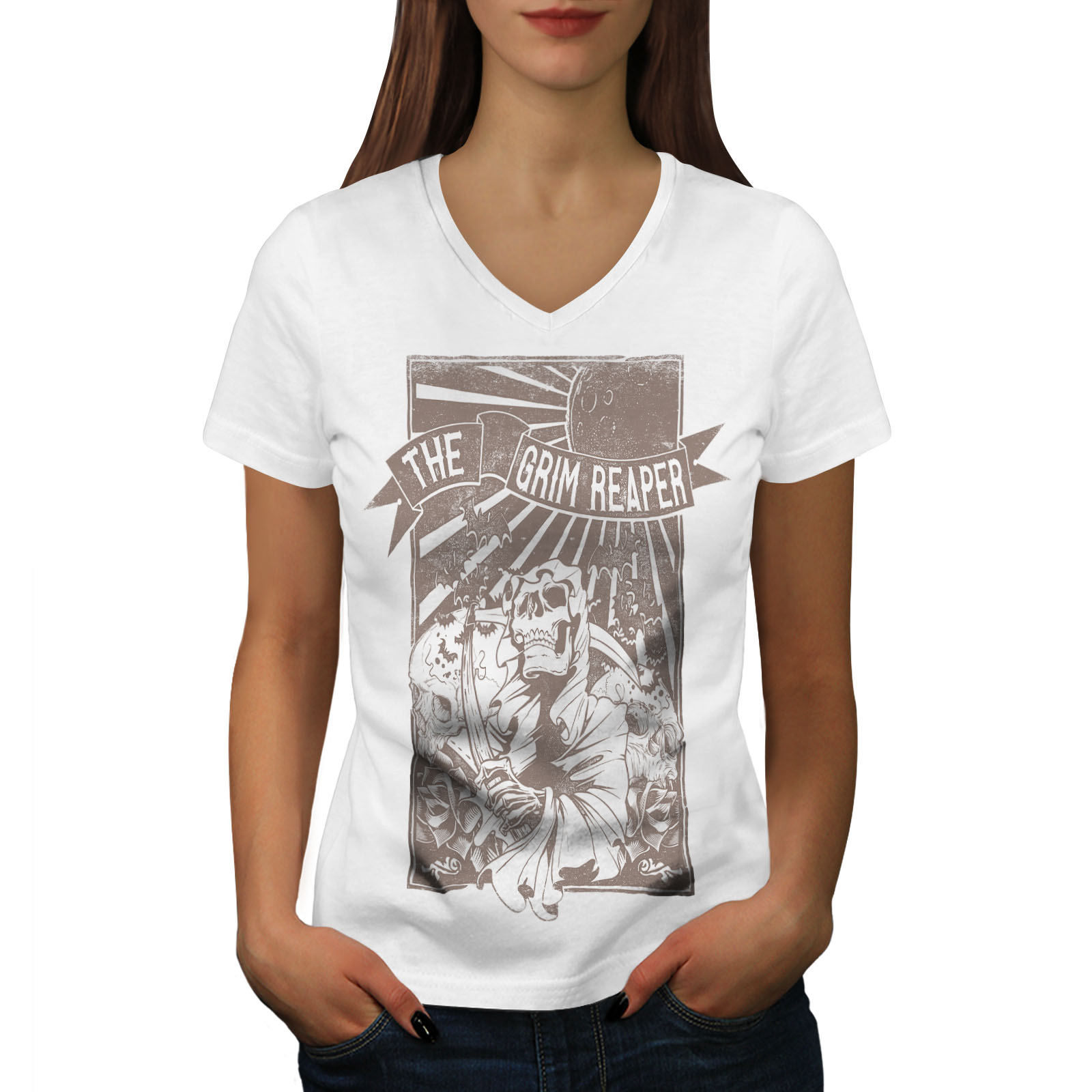 Time Graphic Design Printed Tee Wellcoda Time Reaper Death Skull Mens T-shirt 