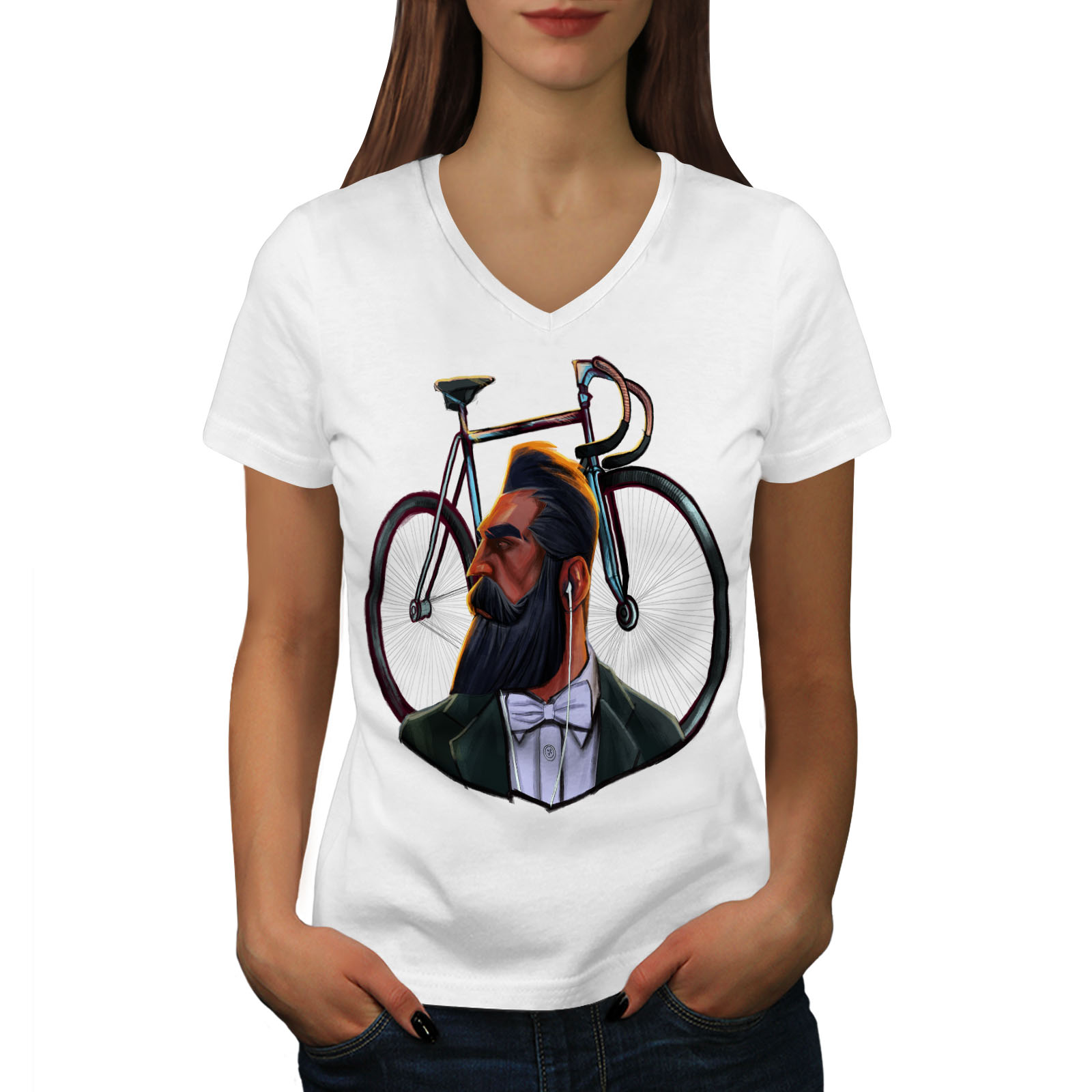 Download Wellcoda Real Man Gentleman Beard Womens V-Neck T-shirt ...