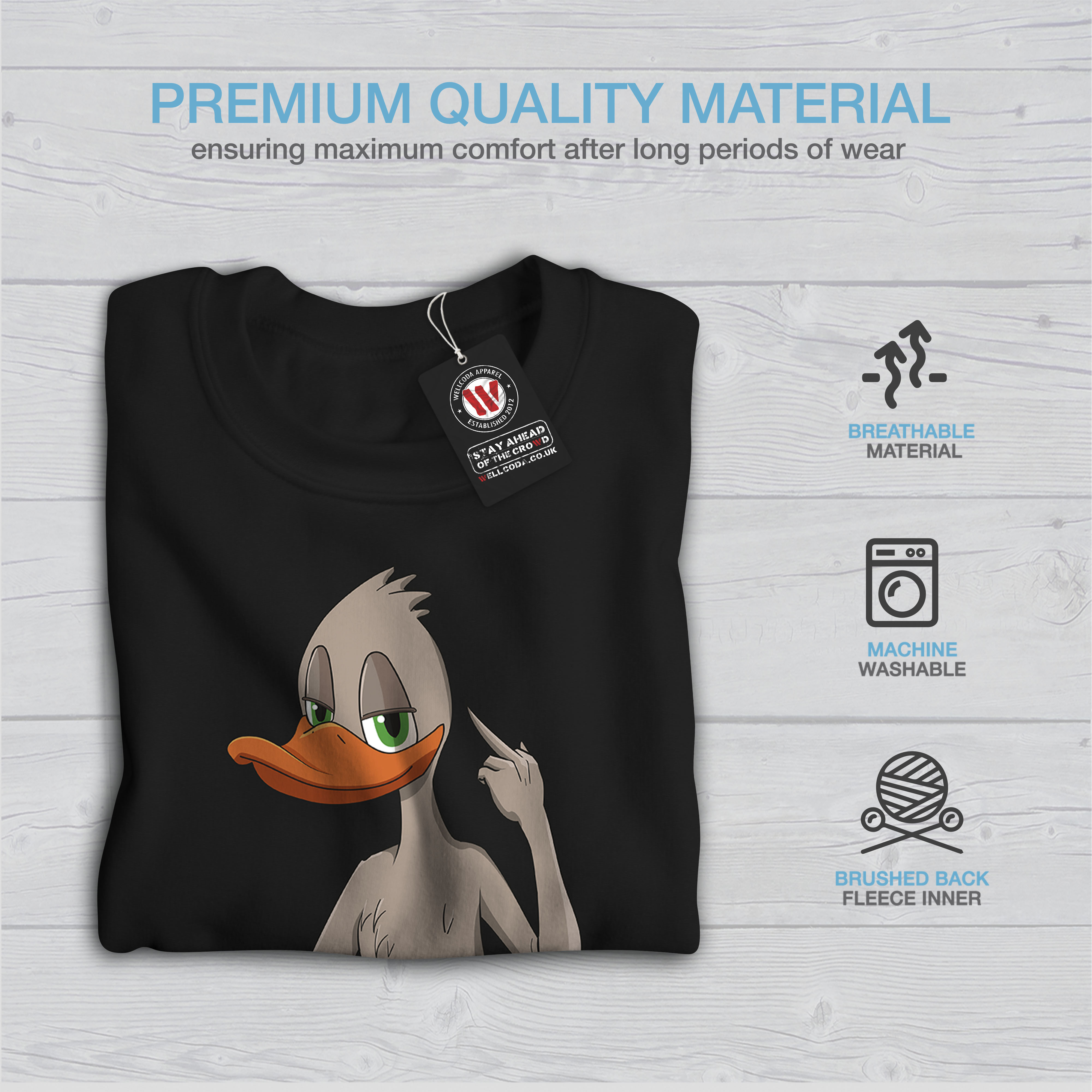 nero Duck casual A pullover Give Mens Wellcoda Dont Sweatshirt maglione UwzxBBFq