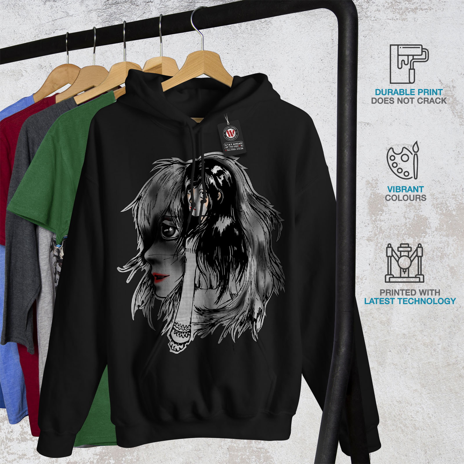 wellcoda Beautiful Anime Mens Sweatshirt Mysterious Casual Jumper