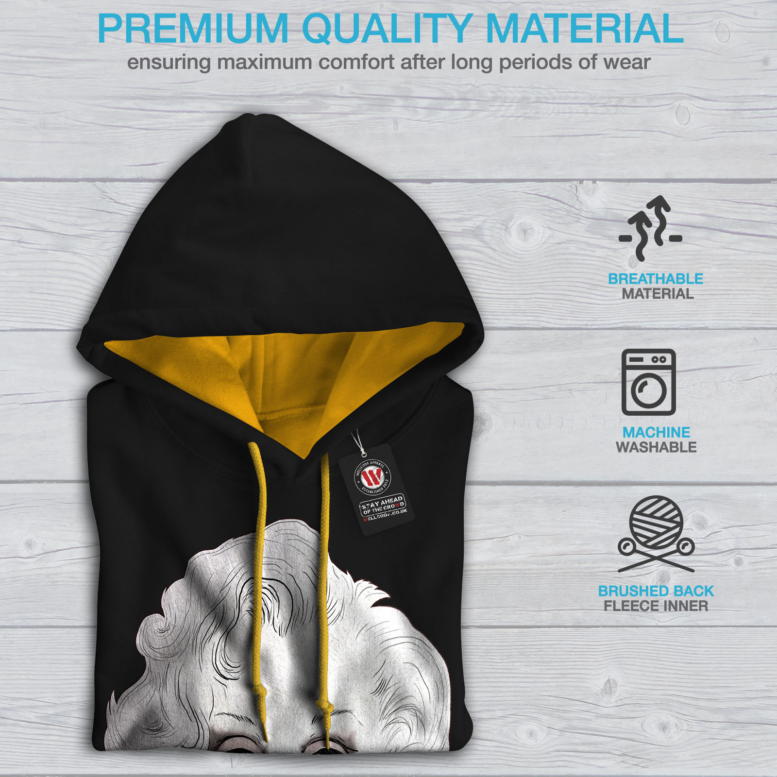 Black Hood Wellcoda Casual Xo Legend Hoodie Jumper Contrast Mens gold Love SS8xwqv