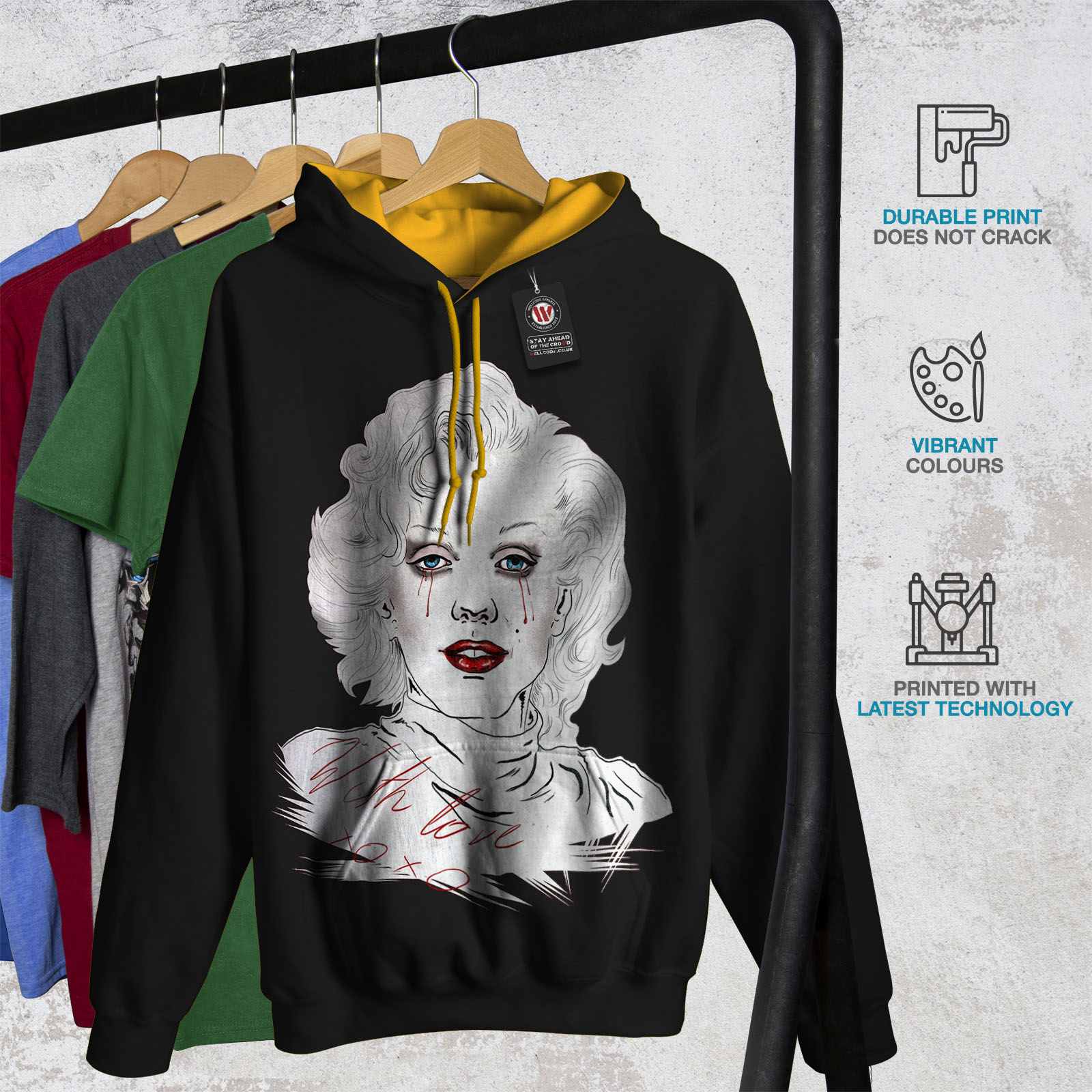 Black Hood Wellcoda Casual Xo Legend Hoodie Jumper Contrast Mens gold Love SS8xwqv