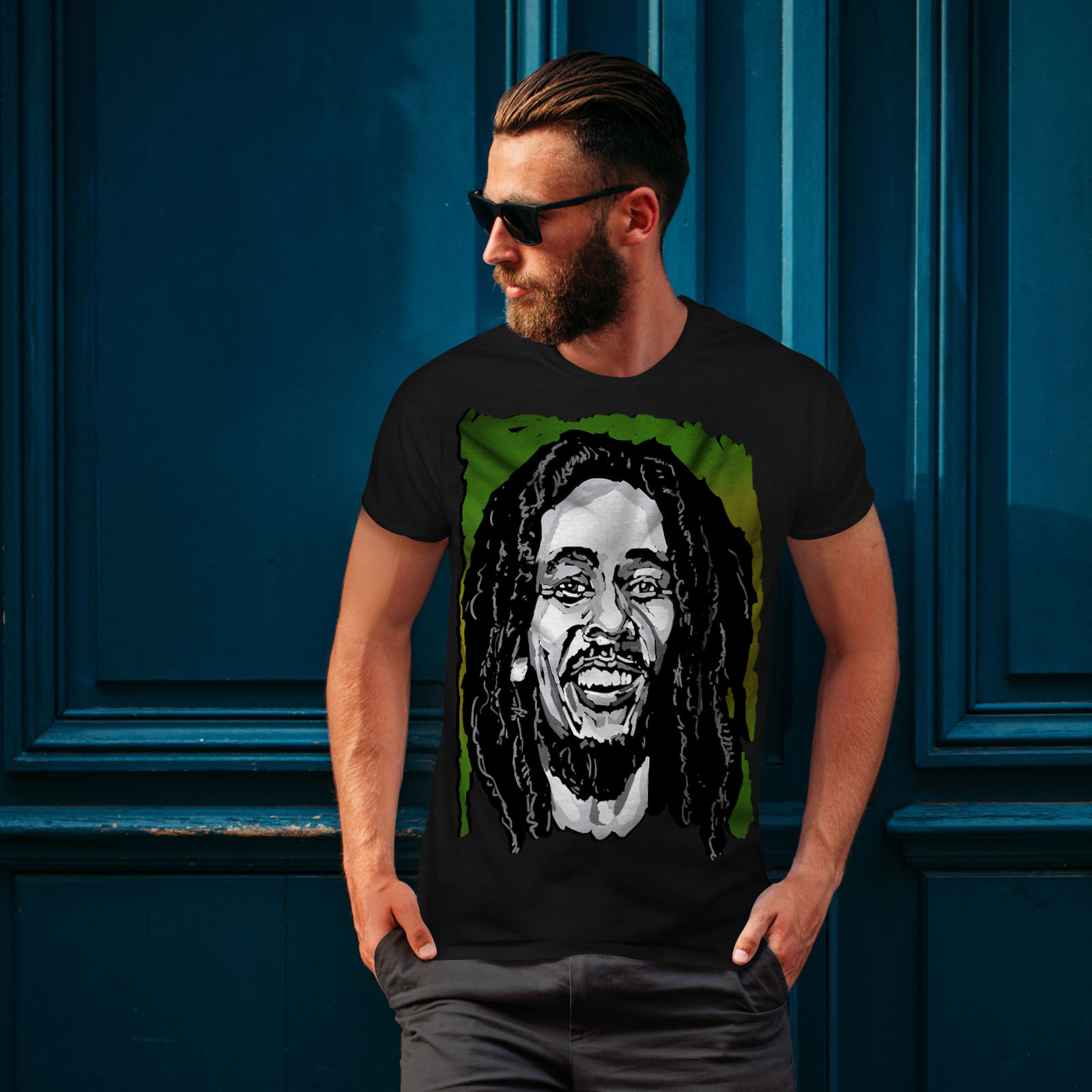 Wellcoda Legend Man Rasta 420  Mens Long Sleeve T-shirt Rasta Graphic Design 