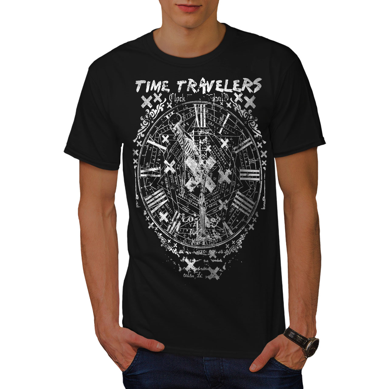 Wellcoda Roses Clock Mens T-shirt Time Lapse Graphic Design Printed Tee