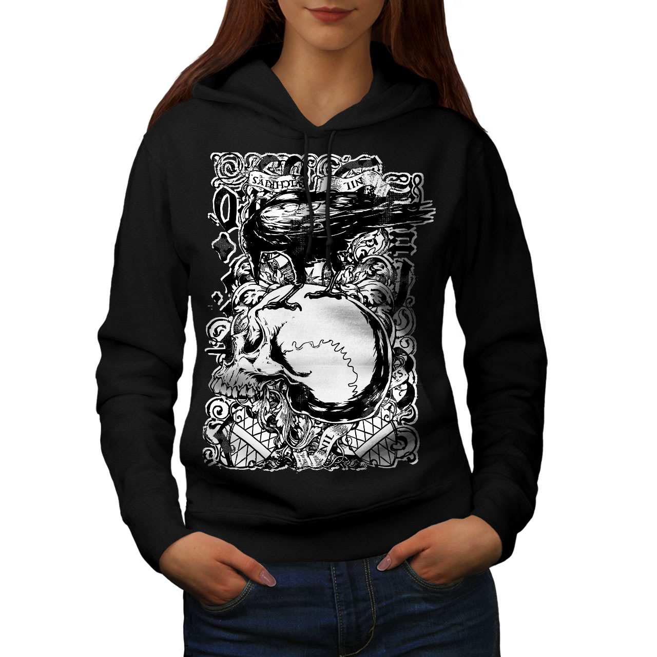 Burial Casual Jumper wellcoda Rose Crow Creepy Skull Mens Sweatshirt