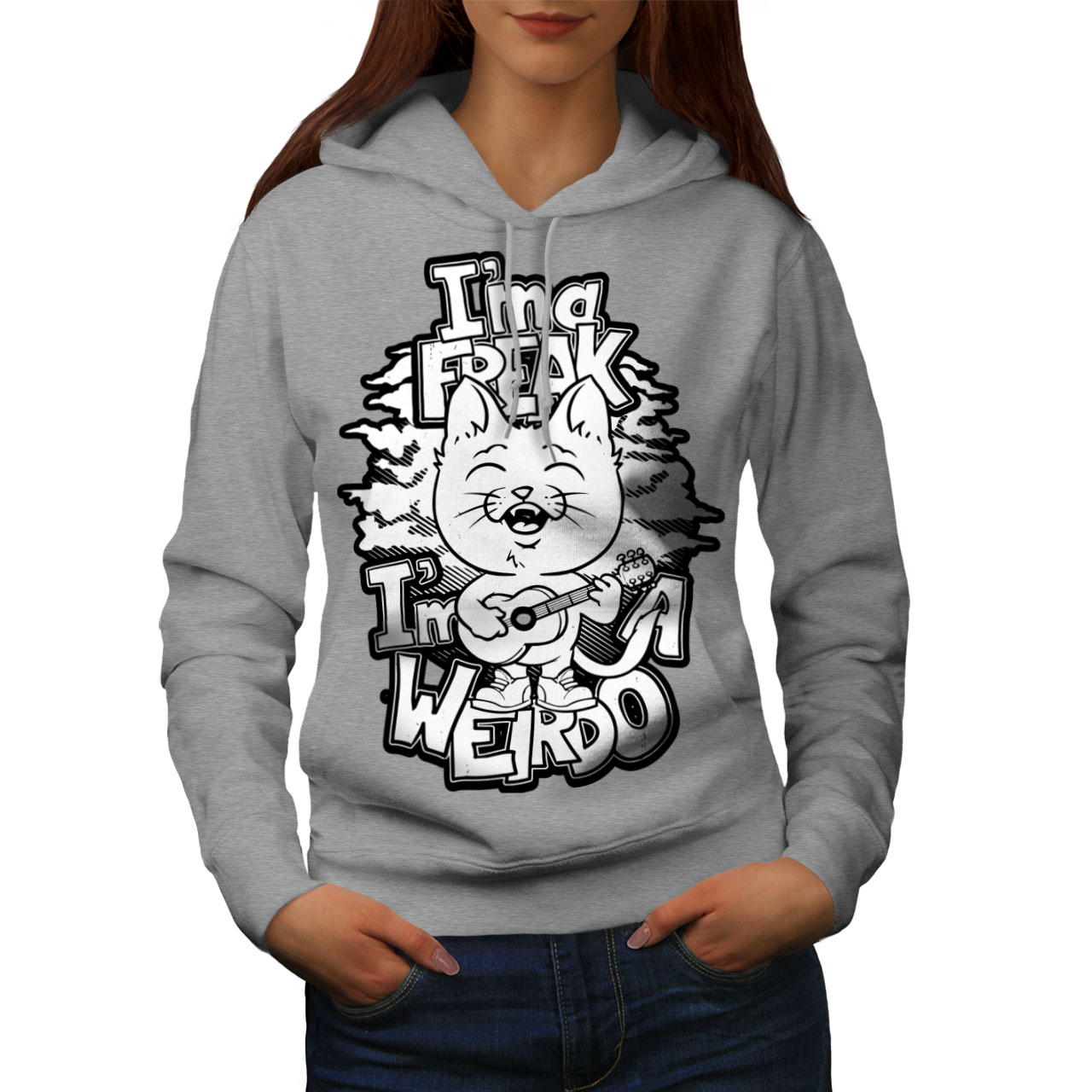 Weirdo Casual Jumper Details about   Wellcoda Cat Radio Music Creep Mens Contrast Hoodie 